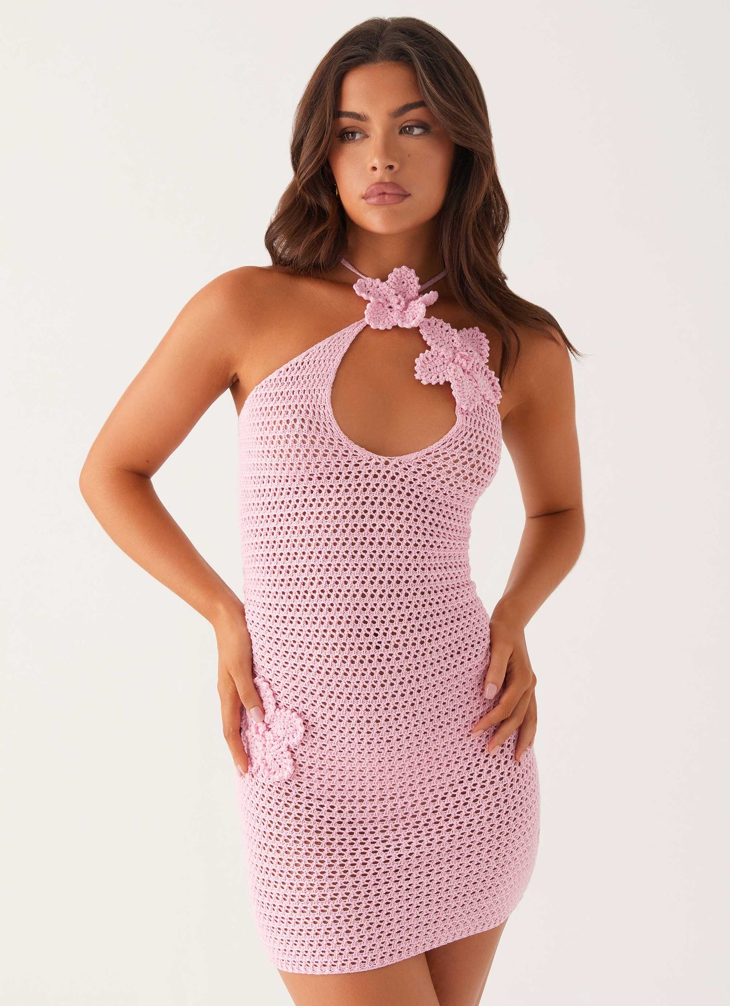 Dante Crochet Mini Dress - Pink