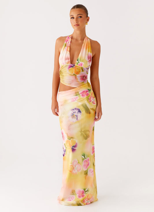 Main Act Halter Maxi Dress - Sunburst Floral