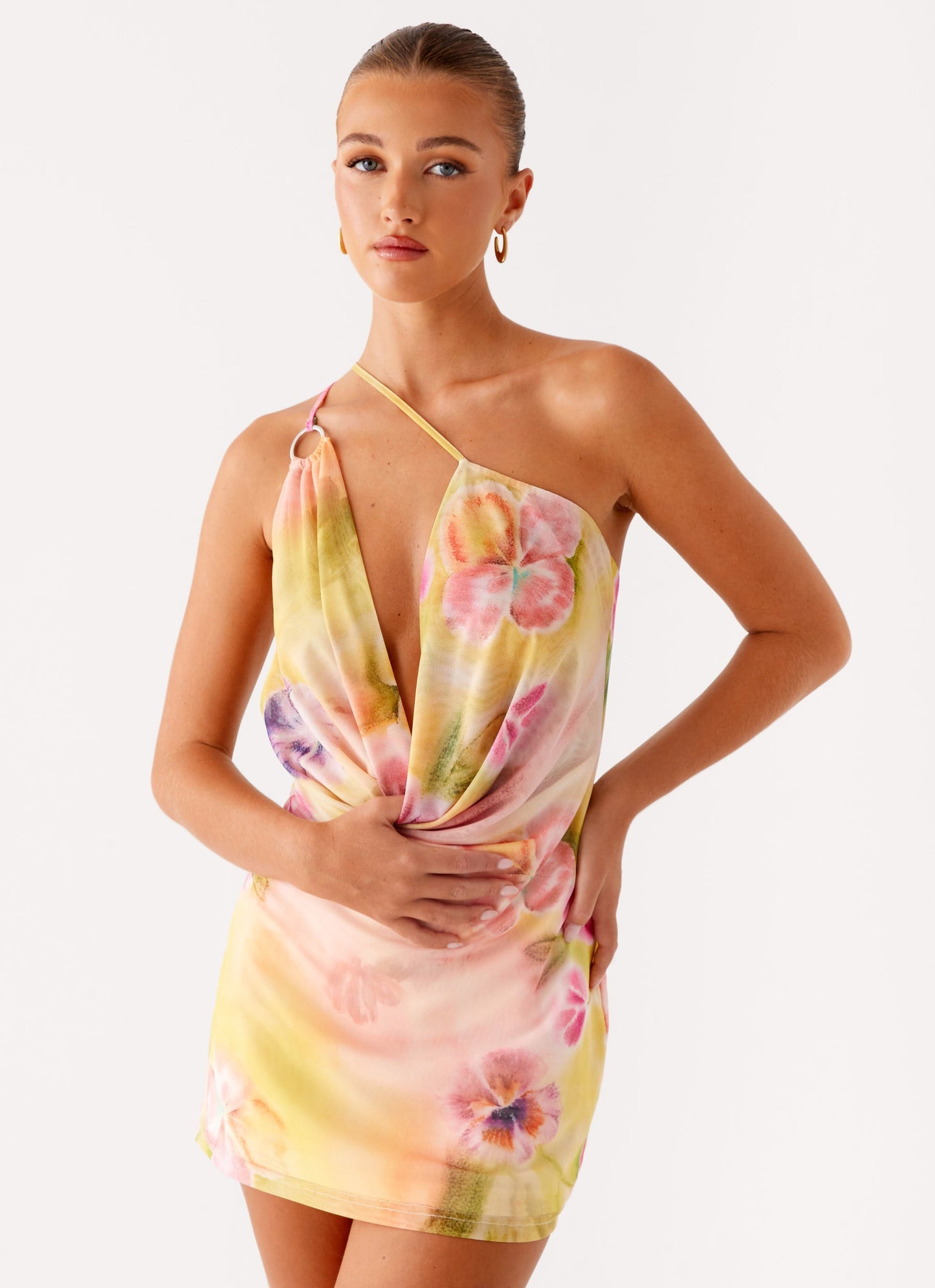 Bohemian Bliss Mesh Mini Dress - Sunburst Floral