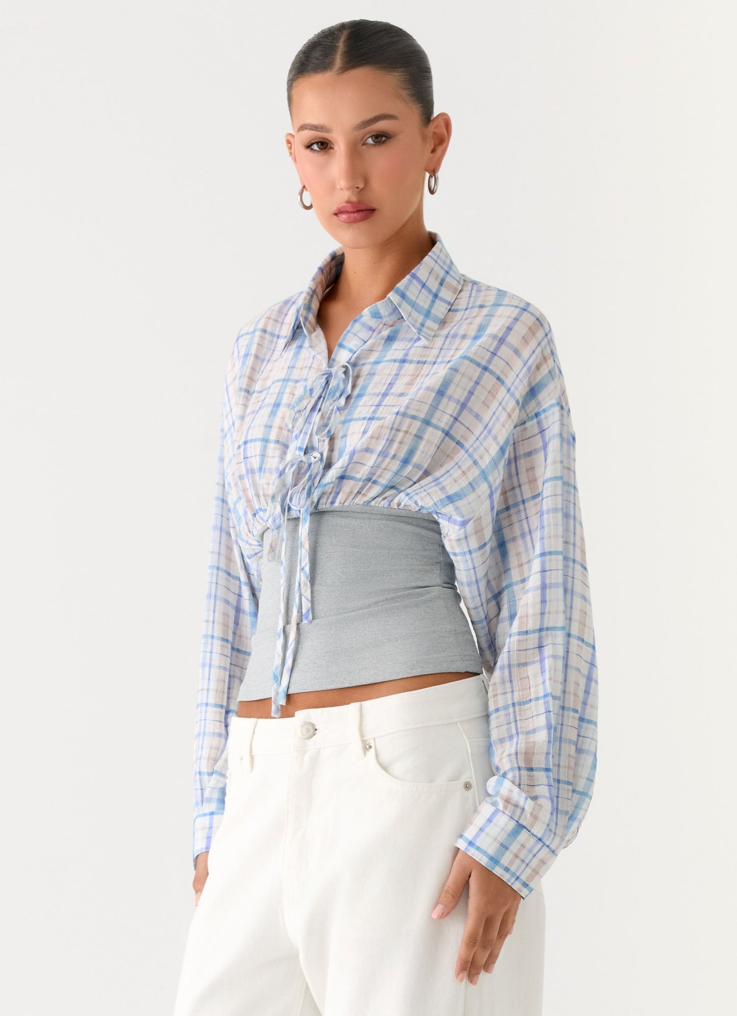 Accelerate Waistband Shirt - Blue Check