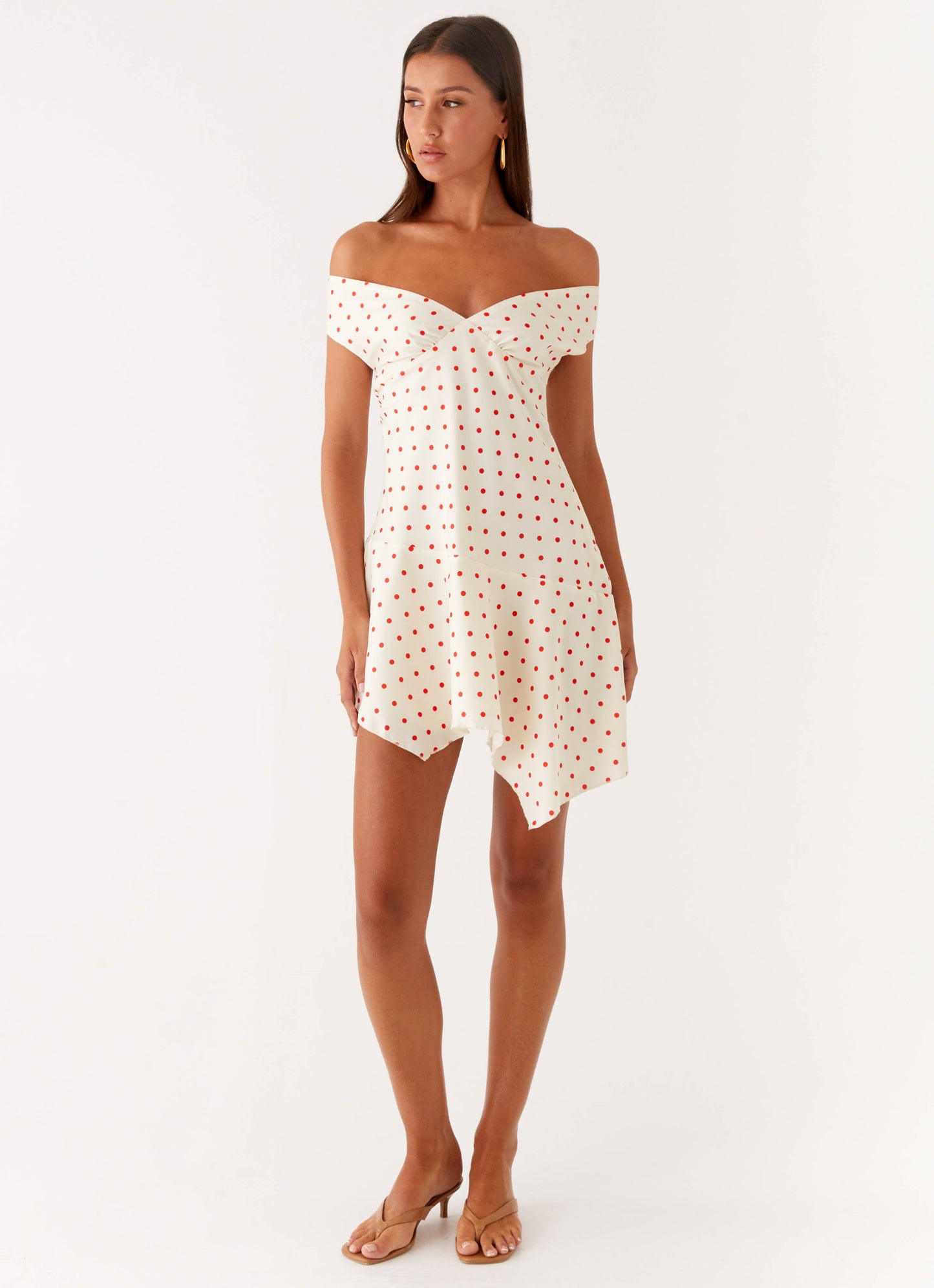 Alma Mini Dress - White Red Polka Dot