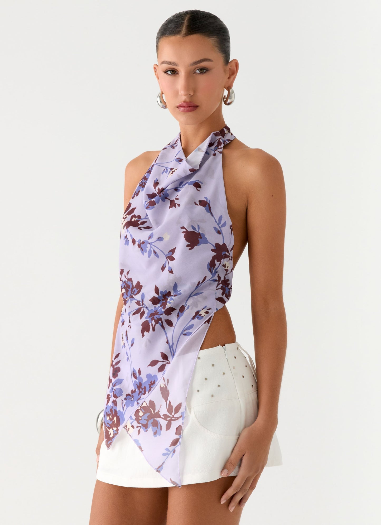 Altego Layered Backless Top - Antique Lilac Floral