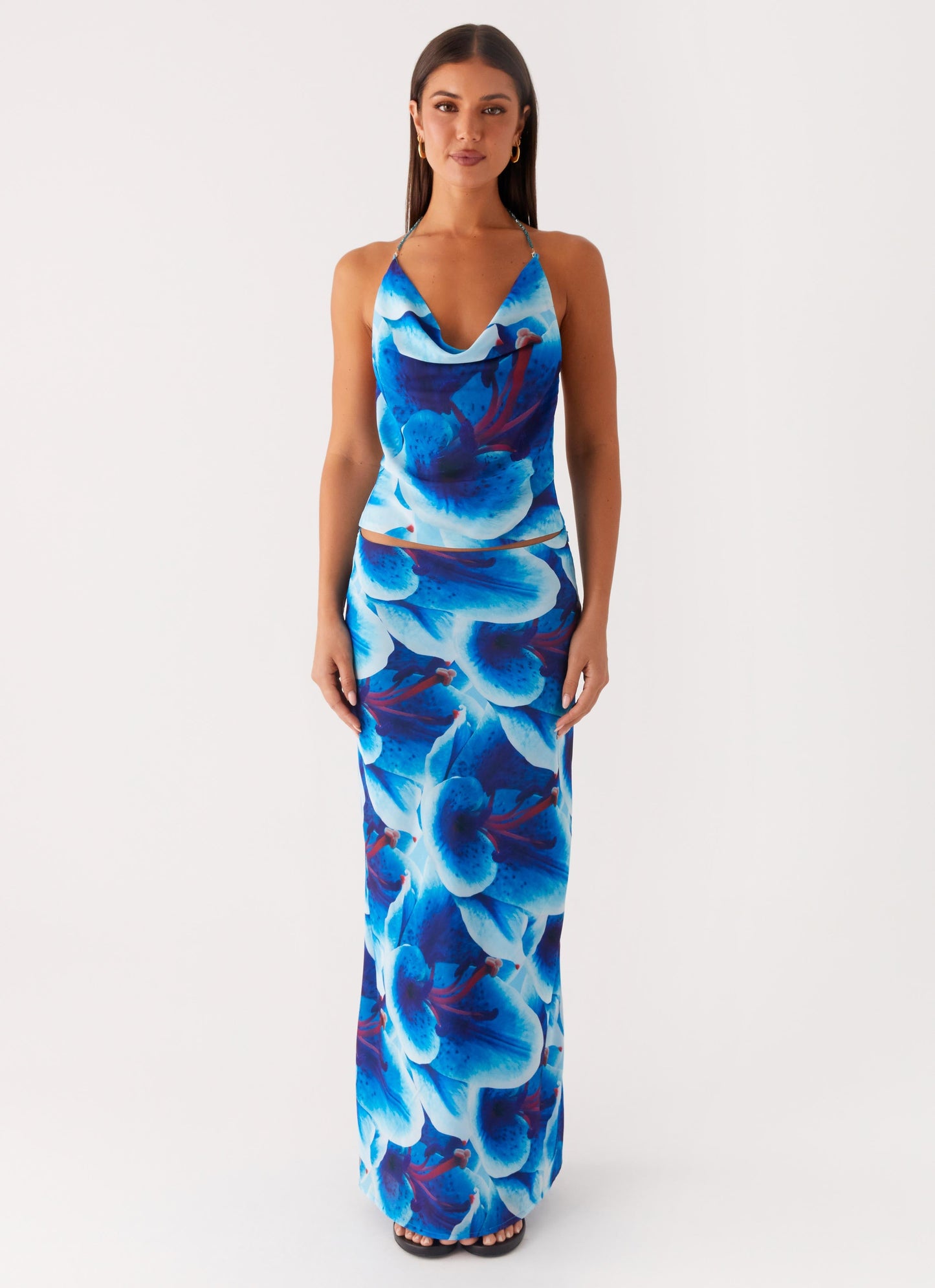 Another Life Halter Top - Turquoise Floral