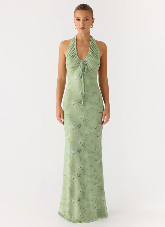 Ask You Twice Maxi Dress - Blurred Lime