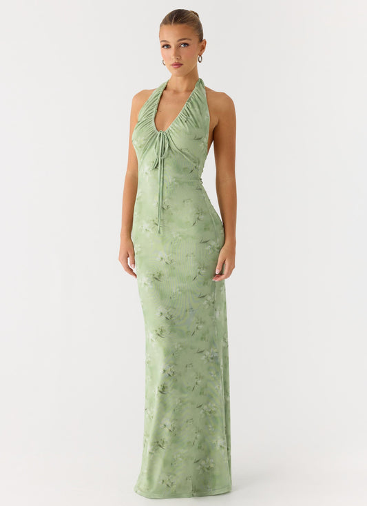 Ask You Twice Maxi Dress - Blurred Lime