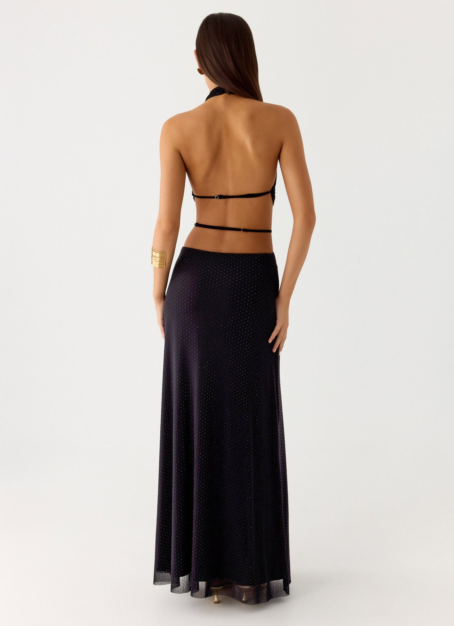 Astraeus Beaded Sequin Maxi Dress - Black