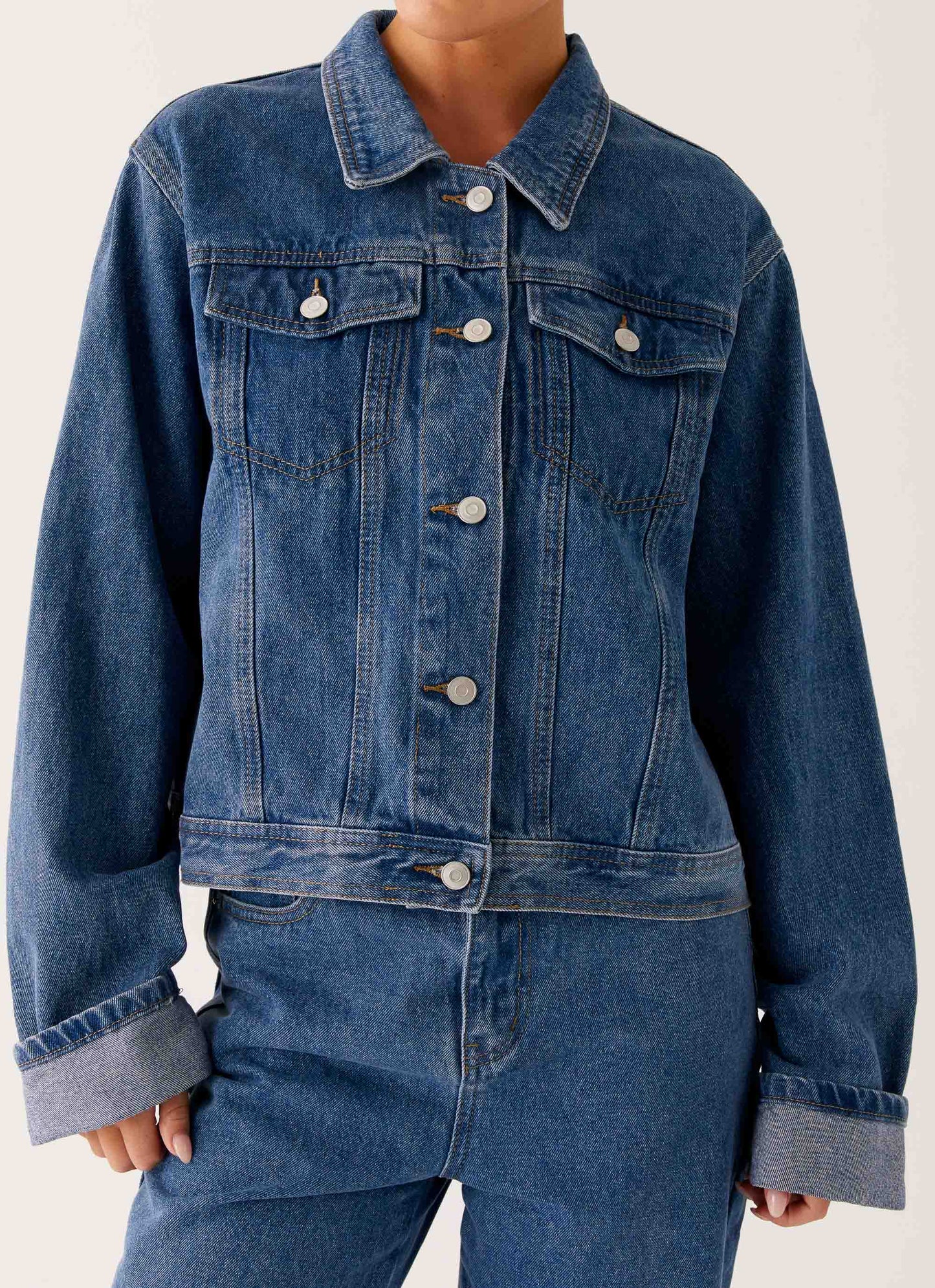 Back Again Oversized Denim Jacket - True Blue