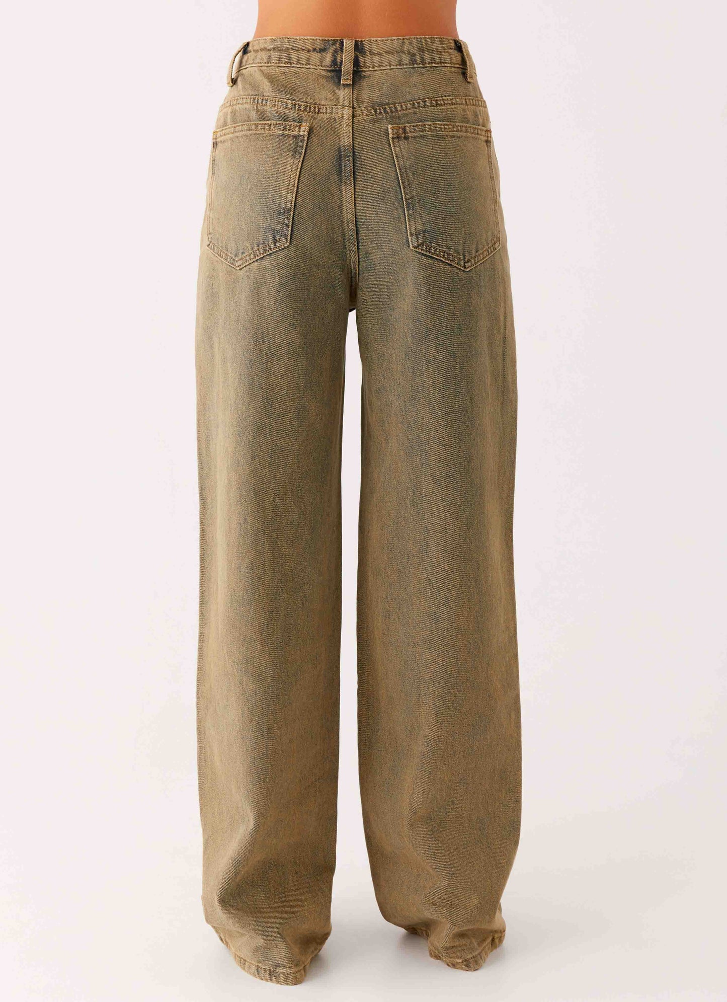 Back Again Straight Leg Denim Jeans - Brown Sand Wash
