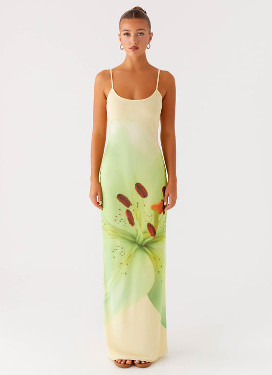 Bad News Mesh Maxi Dress - Yellow Lily