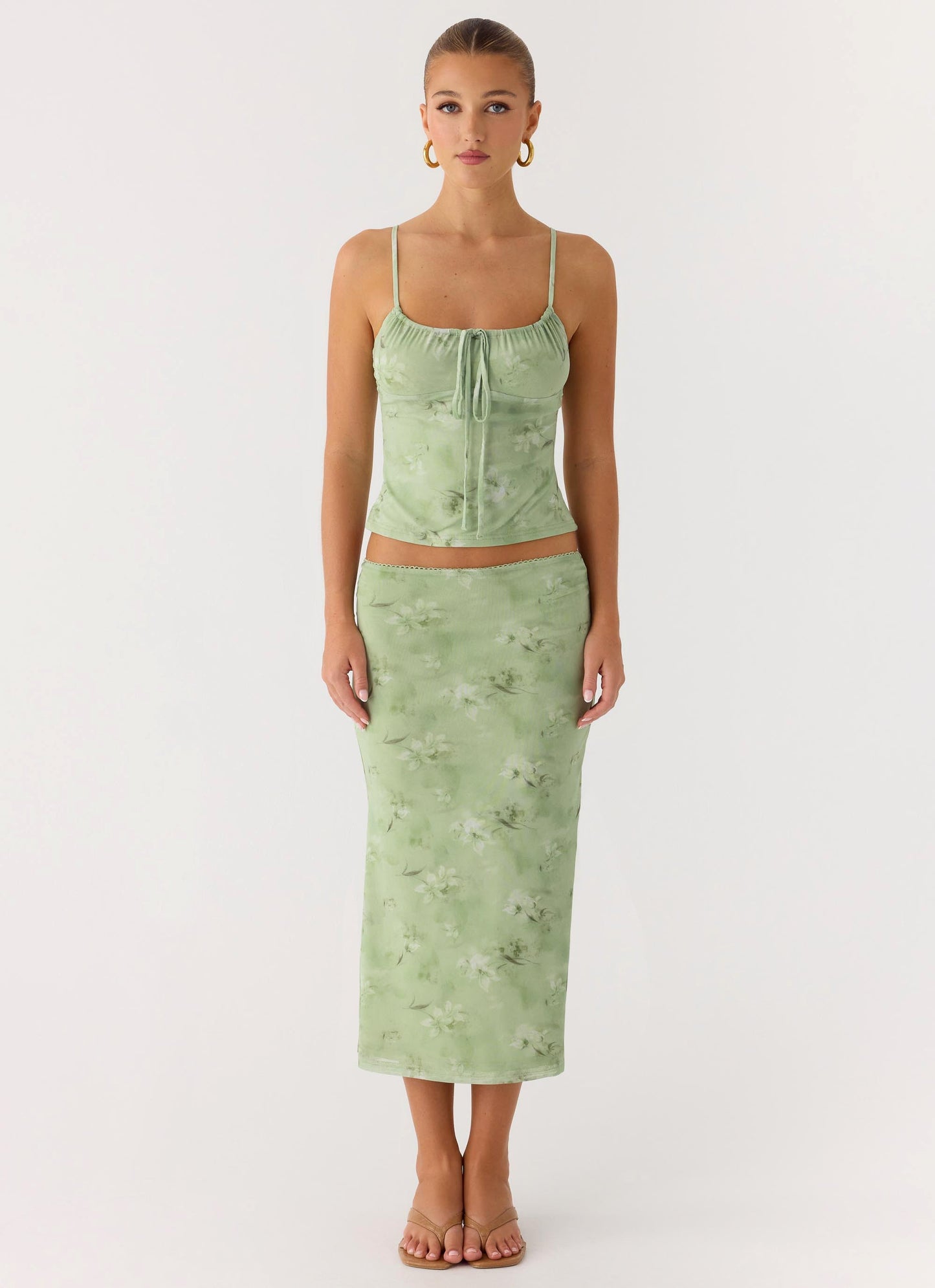 Bahama Low Rise Midi Skirt - Blurred Lime