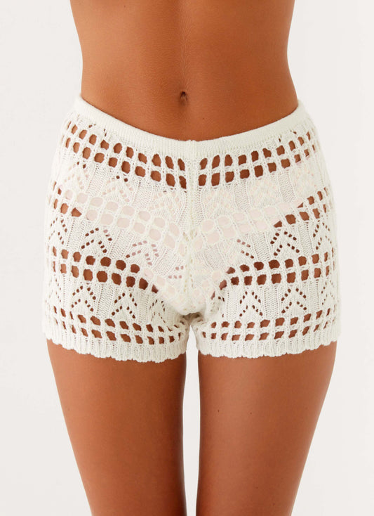 Baylock Crochet Shorts - White