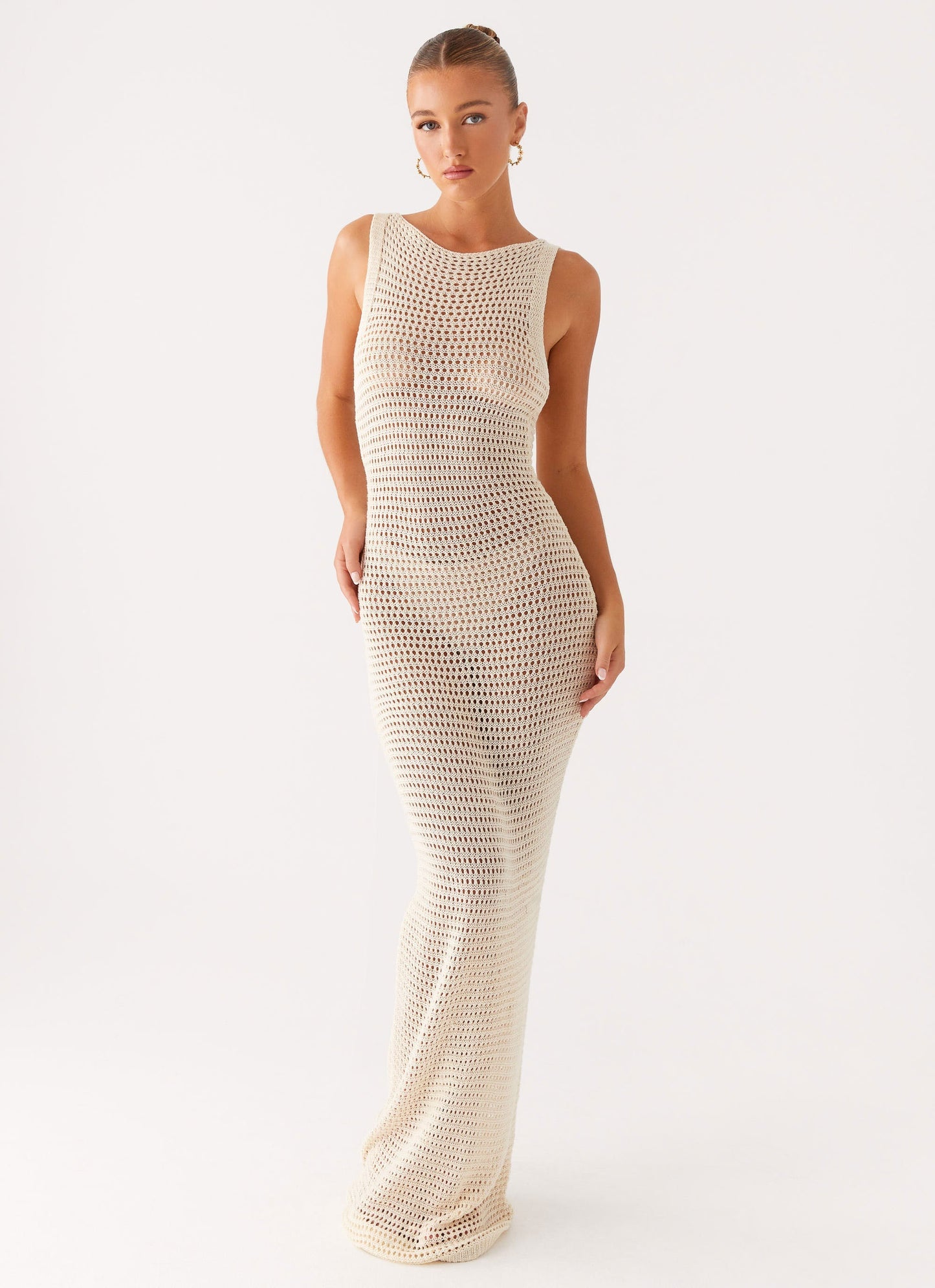 Beach House Crochet Maxi Dress - White