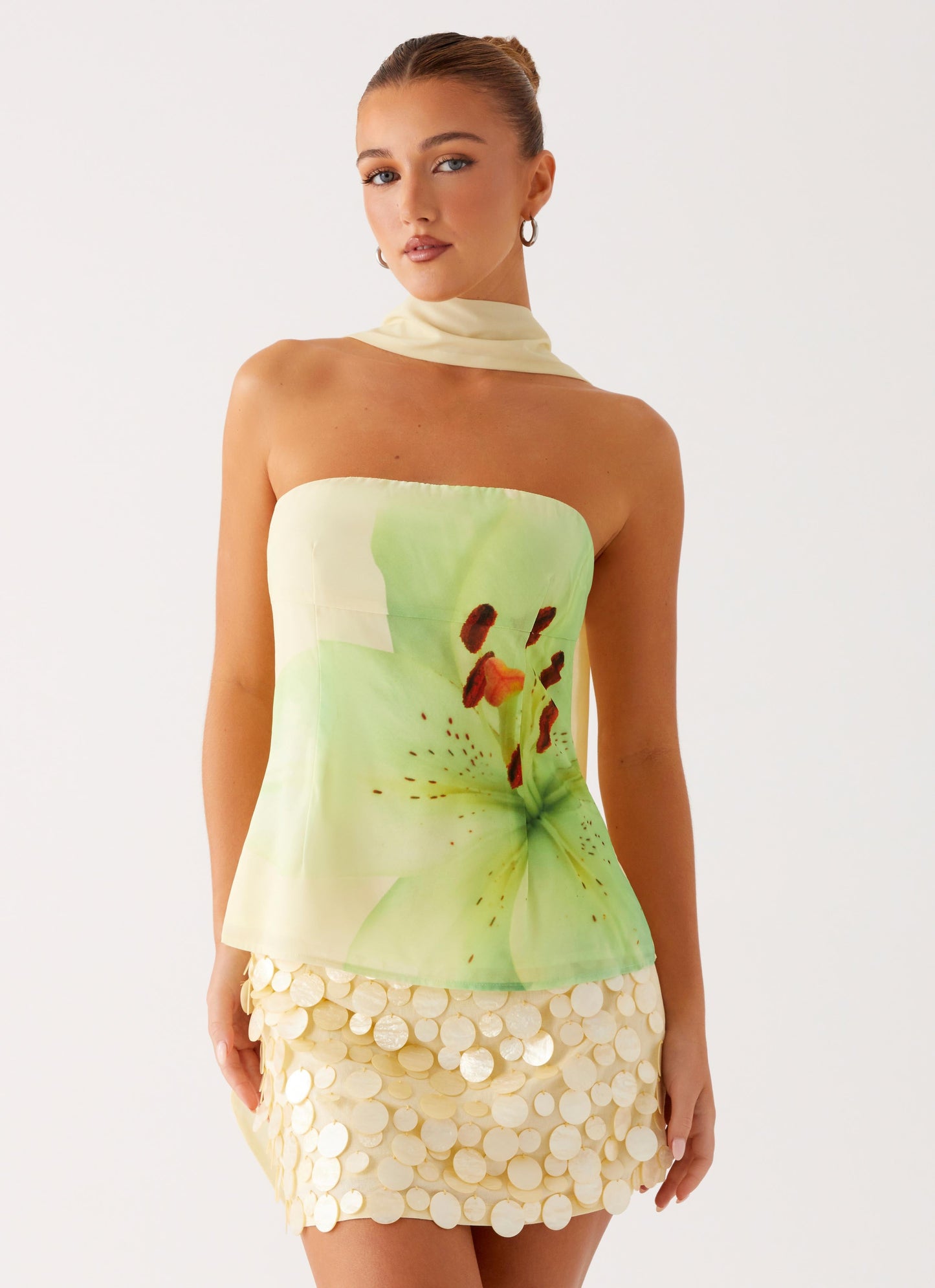 Blaise Scarf Top - Yellow Floral