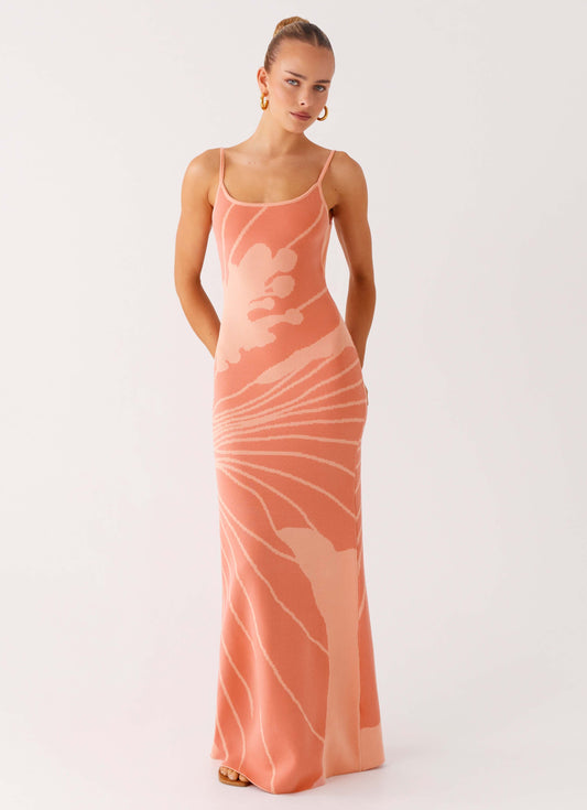 Bliss View Knit Maxi Dress - Peach