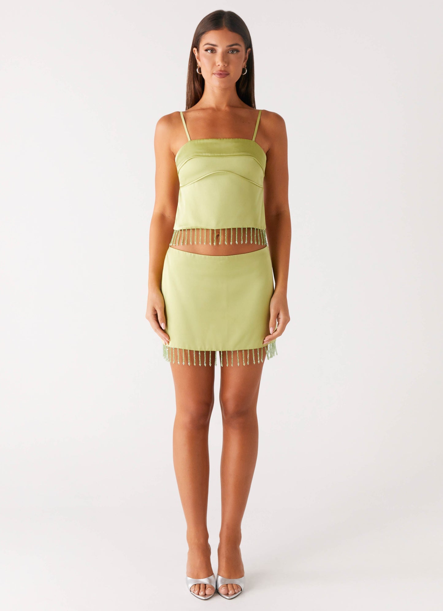 Bora Bora Beaded Mini Skirt - Lime
