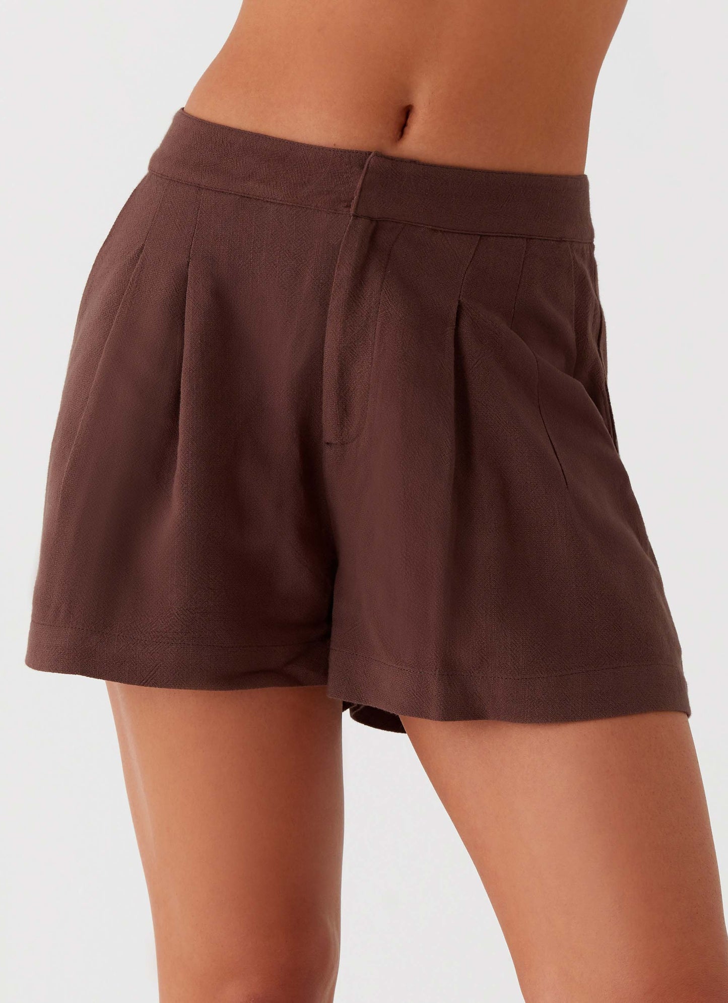Born For Bordeaux Linen Shorts - Brown