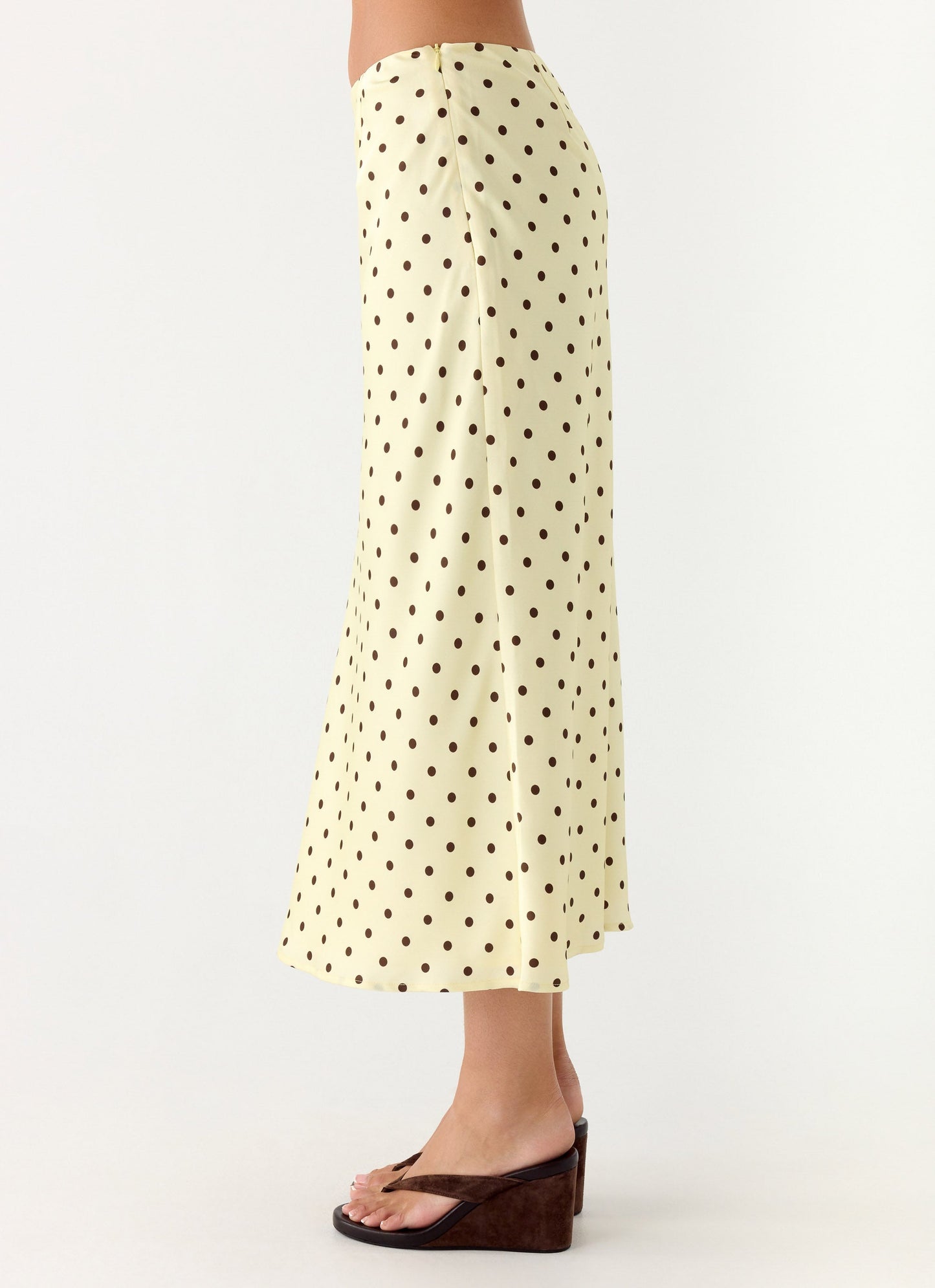Breanne Midi Skirt - Yellow Polka Dot