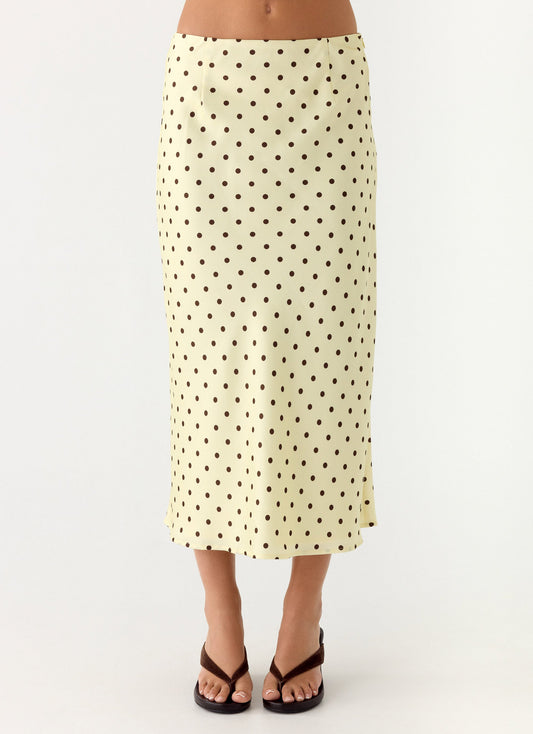 Breanne Midi Skirt - Yellow Polka Dot