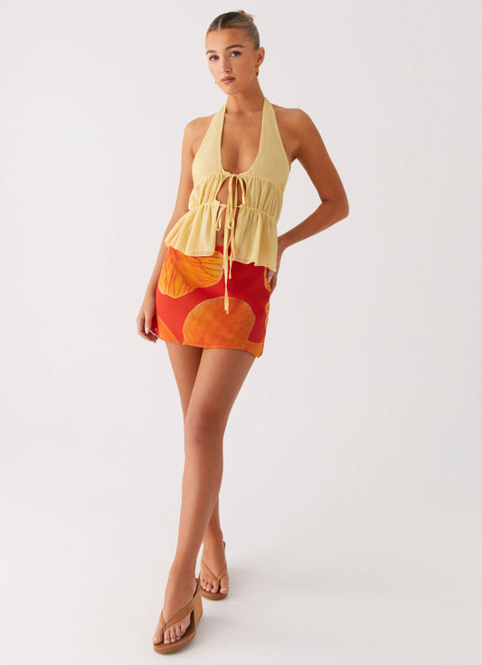 Breezy Palms Mini Skirt - Serene Orange