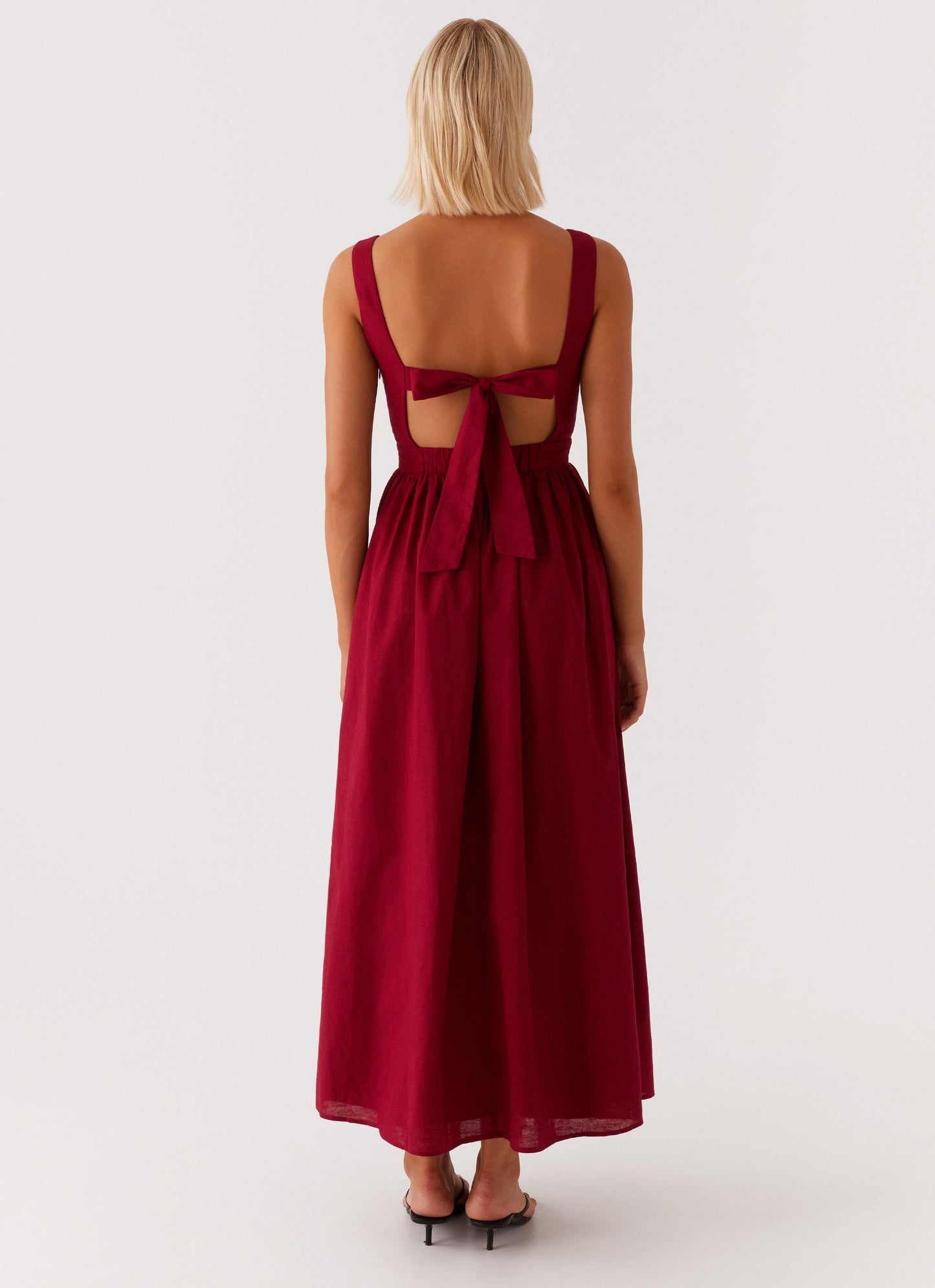 Brylin Linen Midi Dress - Red
