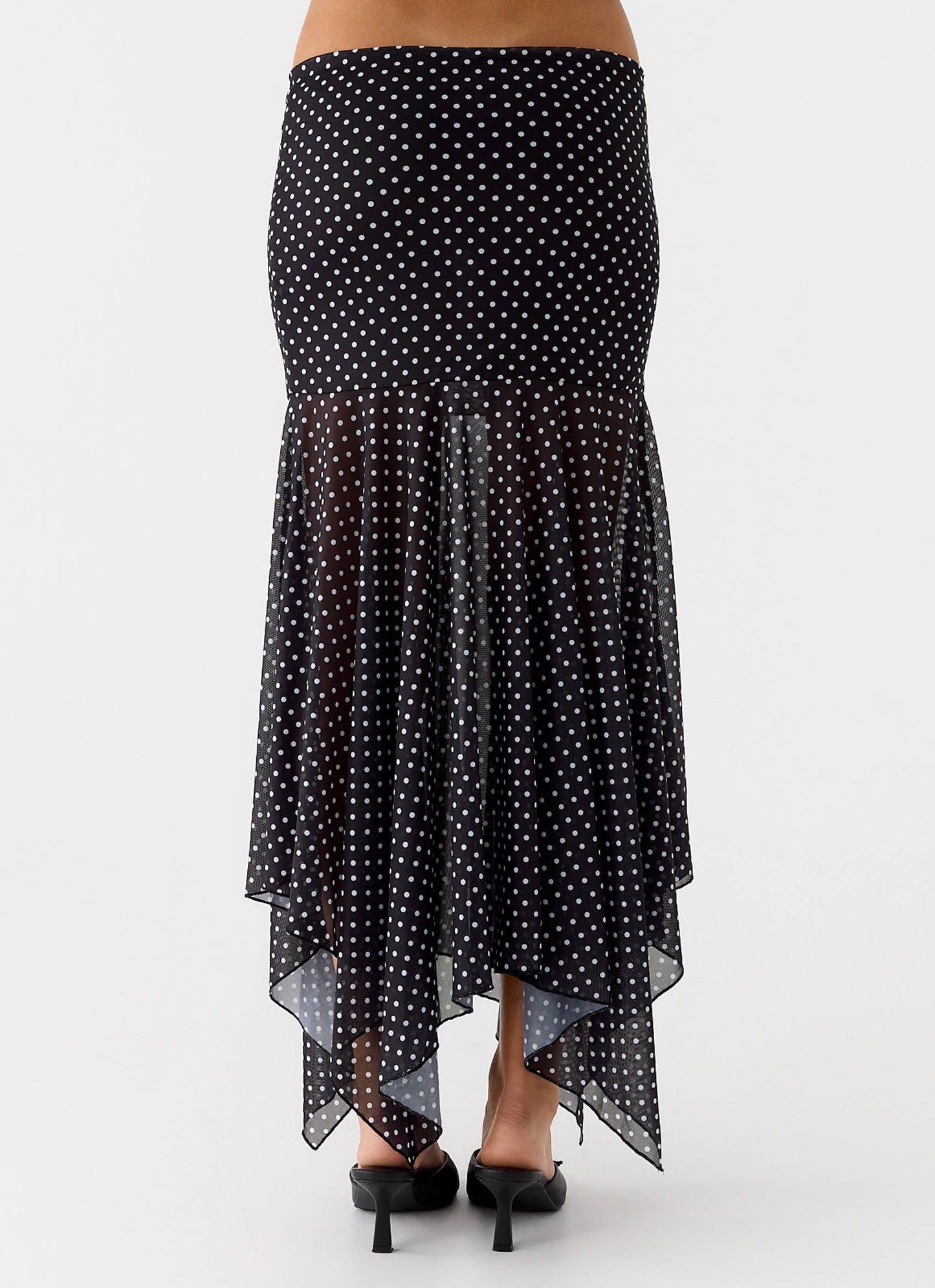 Buffy Maxi Skirt - Black Polkadot