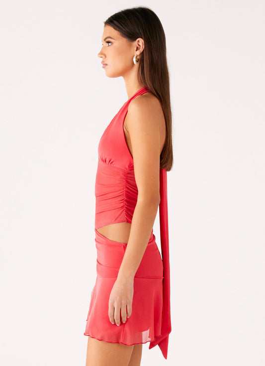 Calissa Haltherneck Mini Dress - Coral