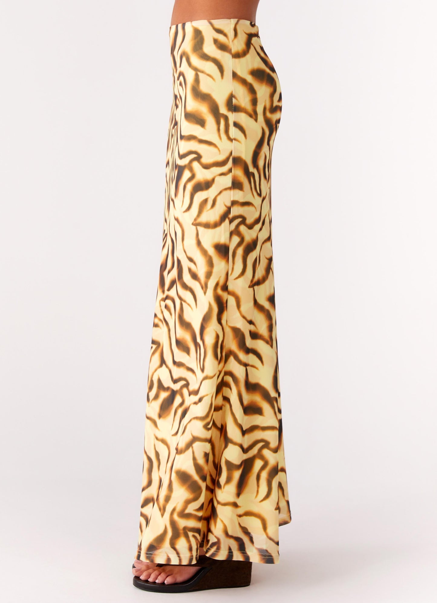 Call Me Low Rise Maxi Skirt - Yellow Zebra