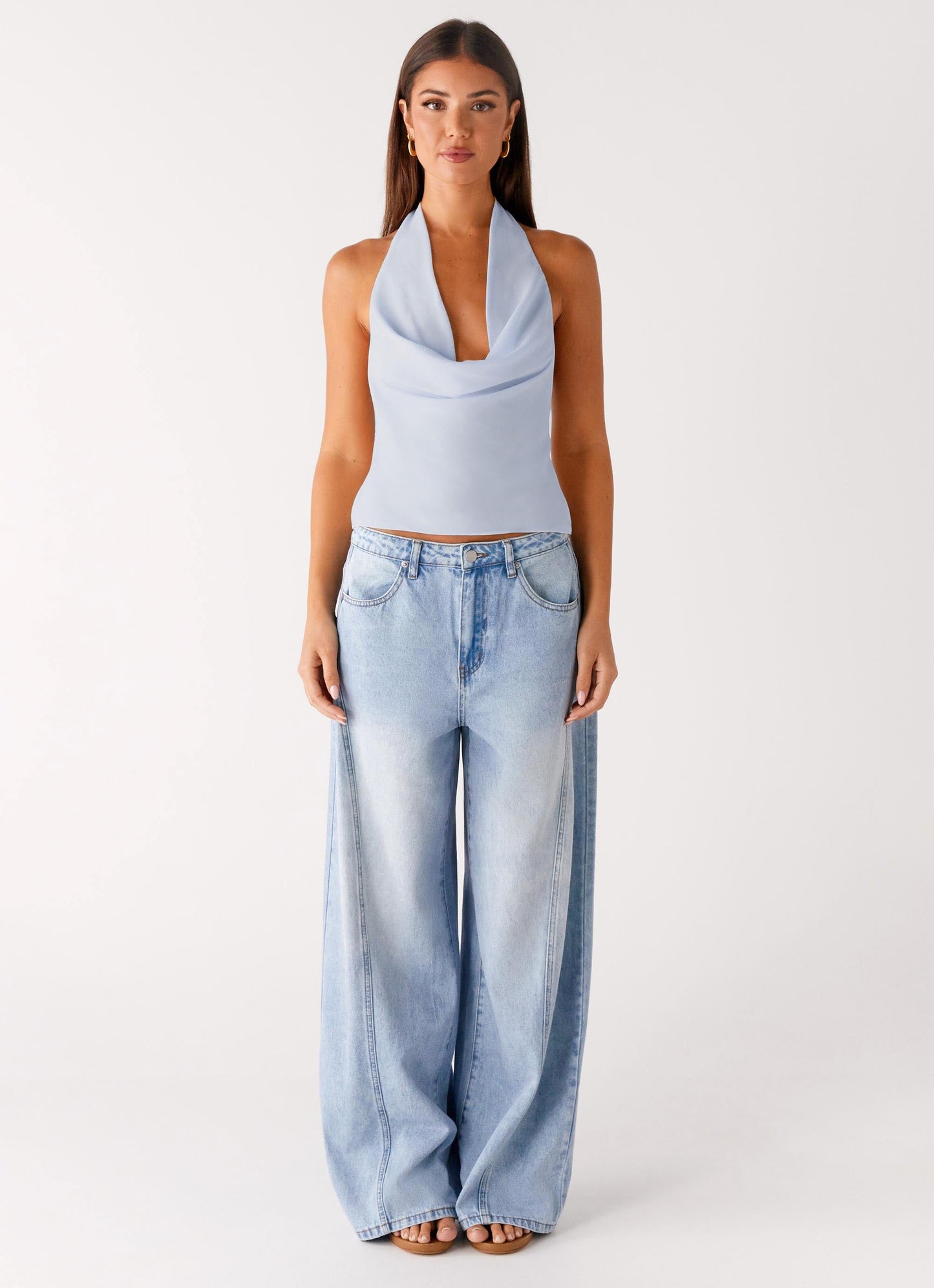 Charli Cowl Top - Blue