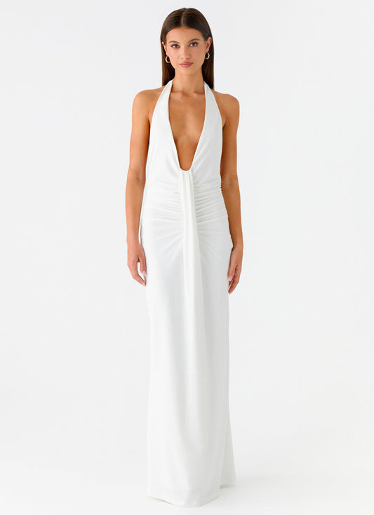 Cheyenne Halter Neck Maxi Dress - Ivory