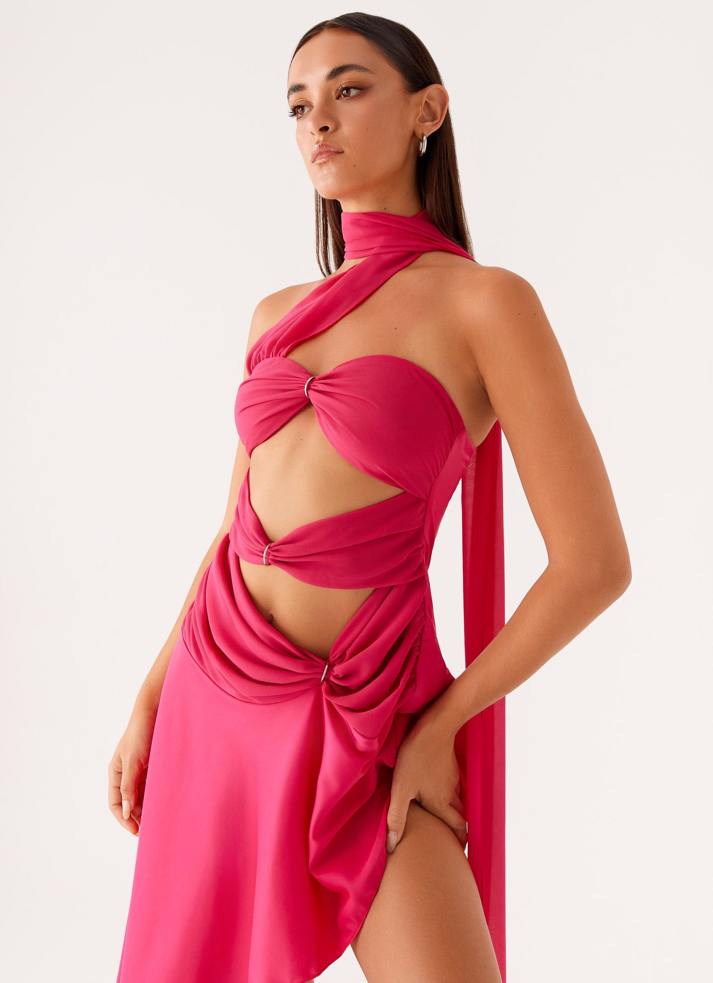Circa Scarf Midi Dress - Hot Pink