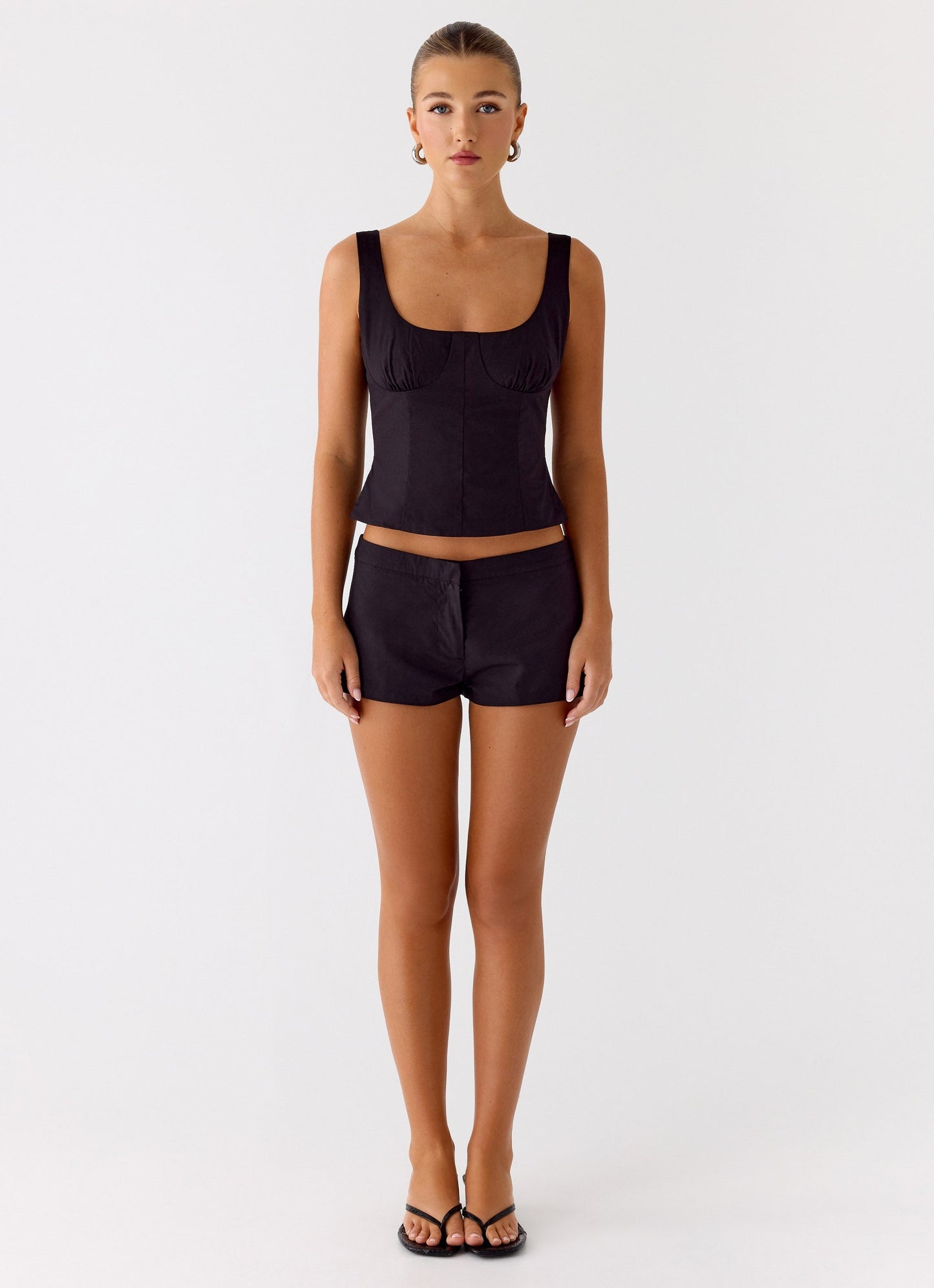 Coastline Cotton Mini Shorts - Black