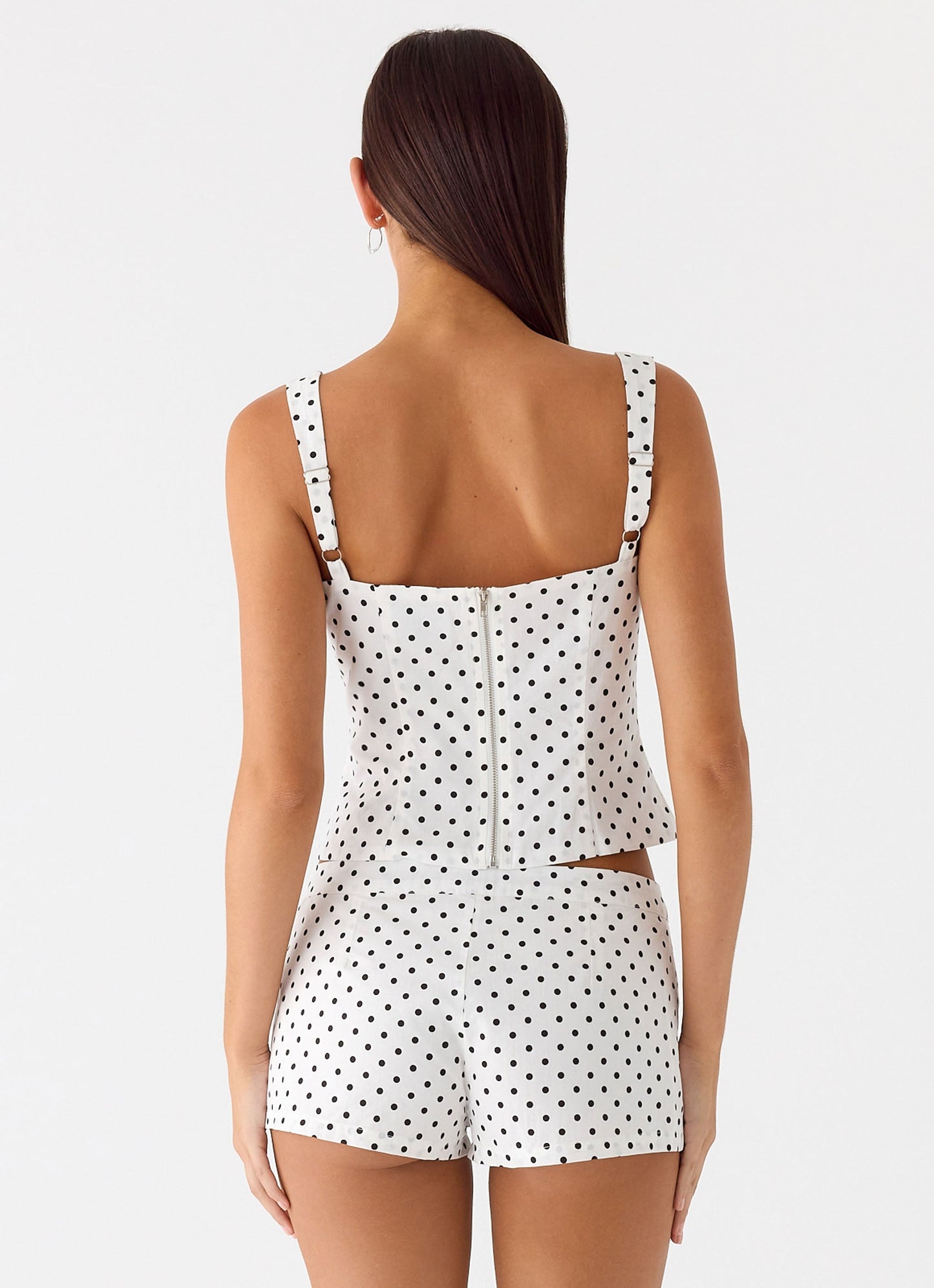 Coastline Mini Shorts - White Polka Dot