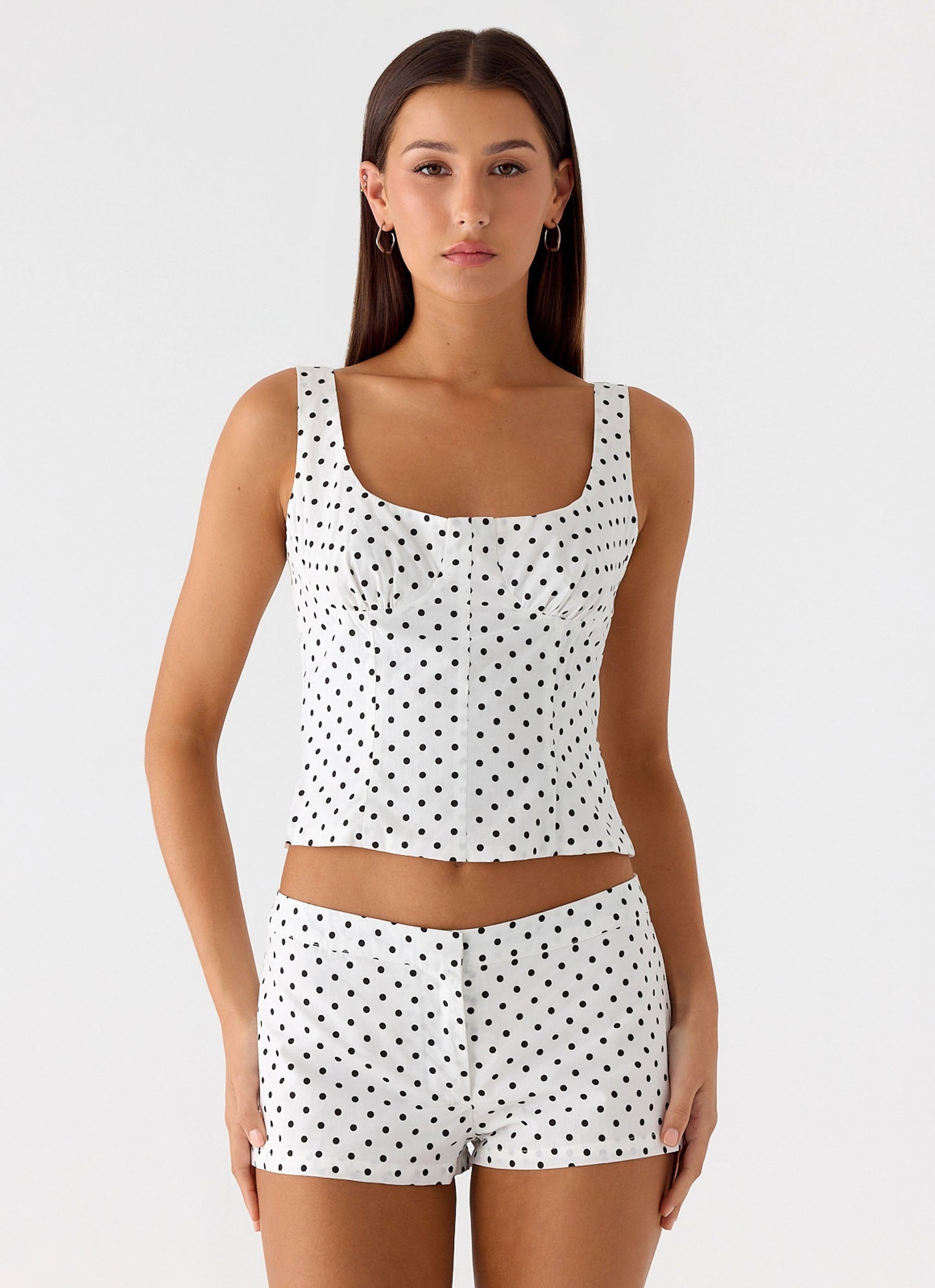 Coastline Mini Shorts - White Polka Dot