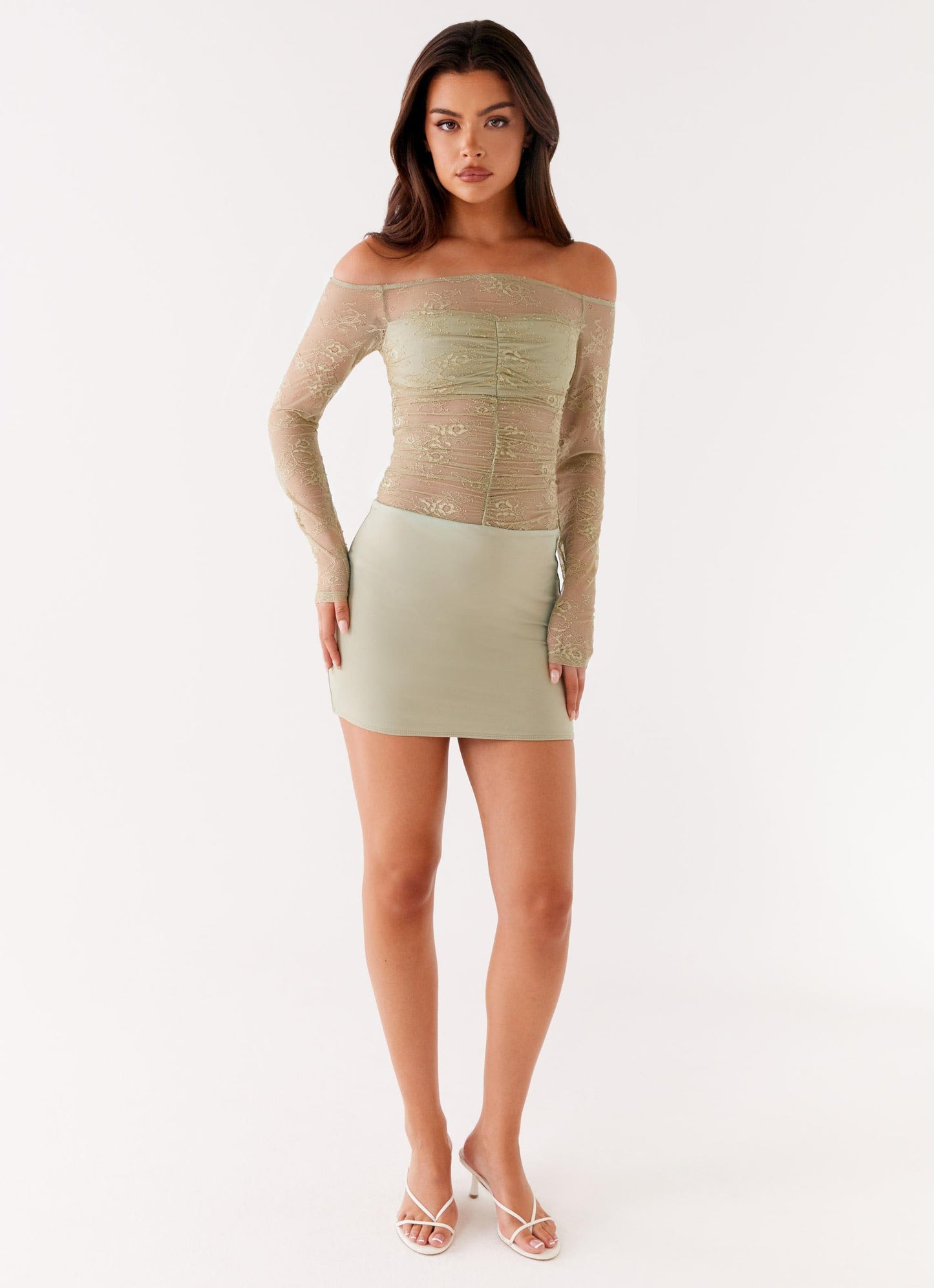 Collide Lace Mini Dress - Sage