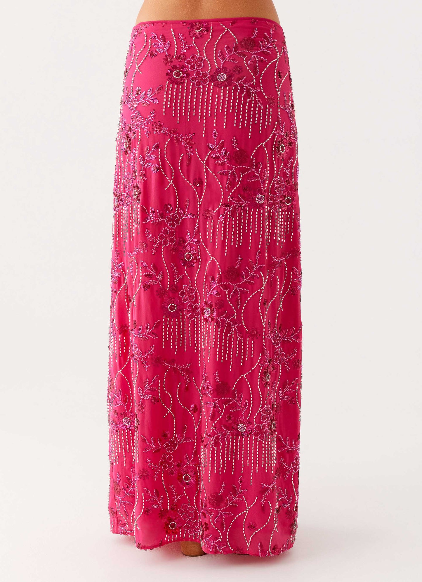 Corinna Low Rise Sequin Maxi Skirt - Fuchsia