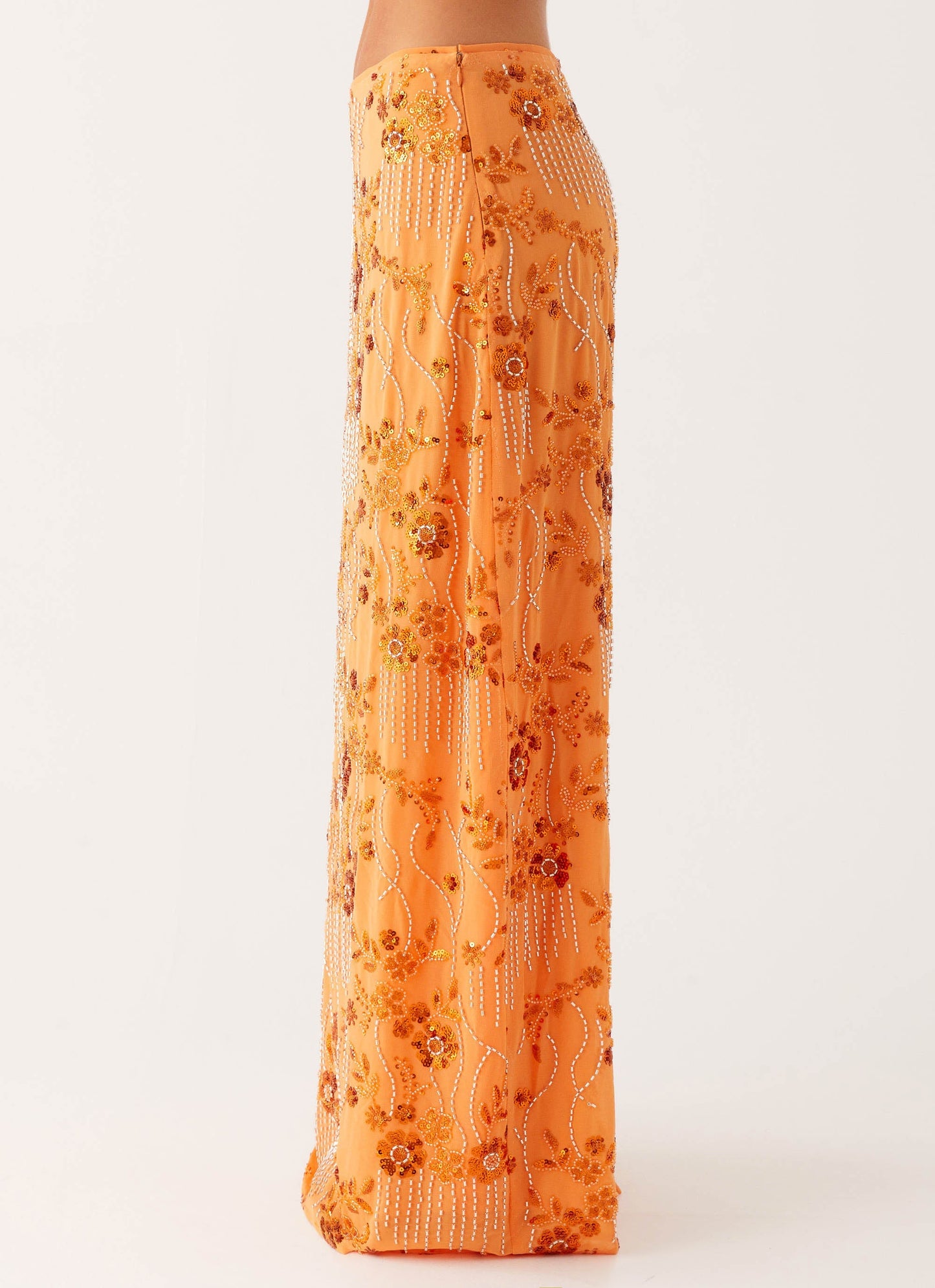 Corinna Low Rise Sequin Maxi Skirt - Orange