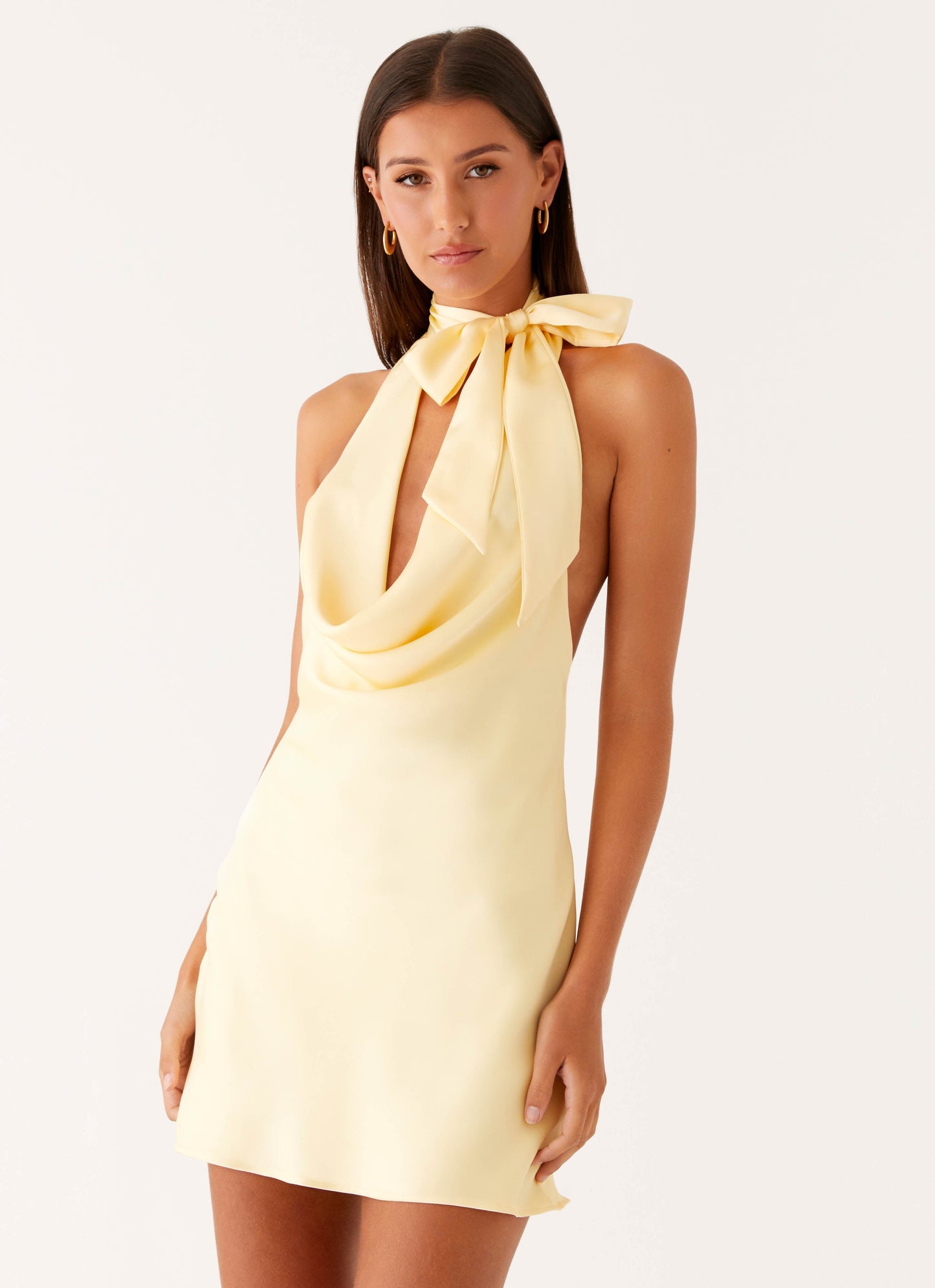 Cory Cowl Scarf Mini Dress - Sunny Yellow