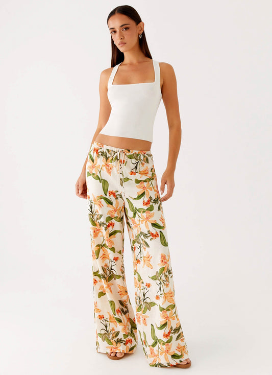 Dalida Linen Pants - Floral Print