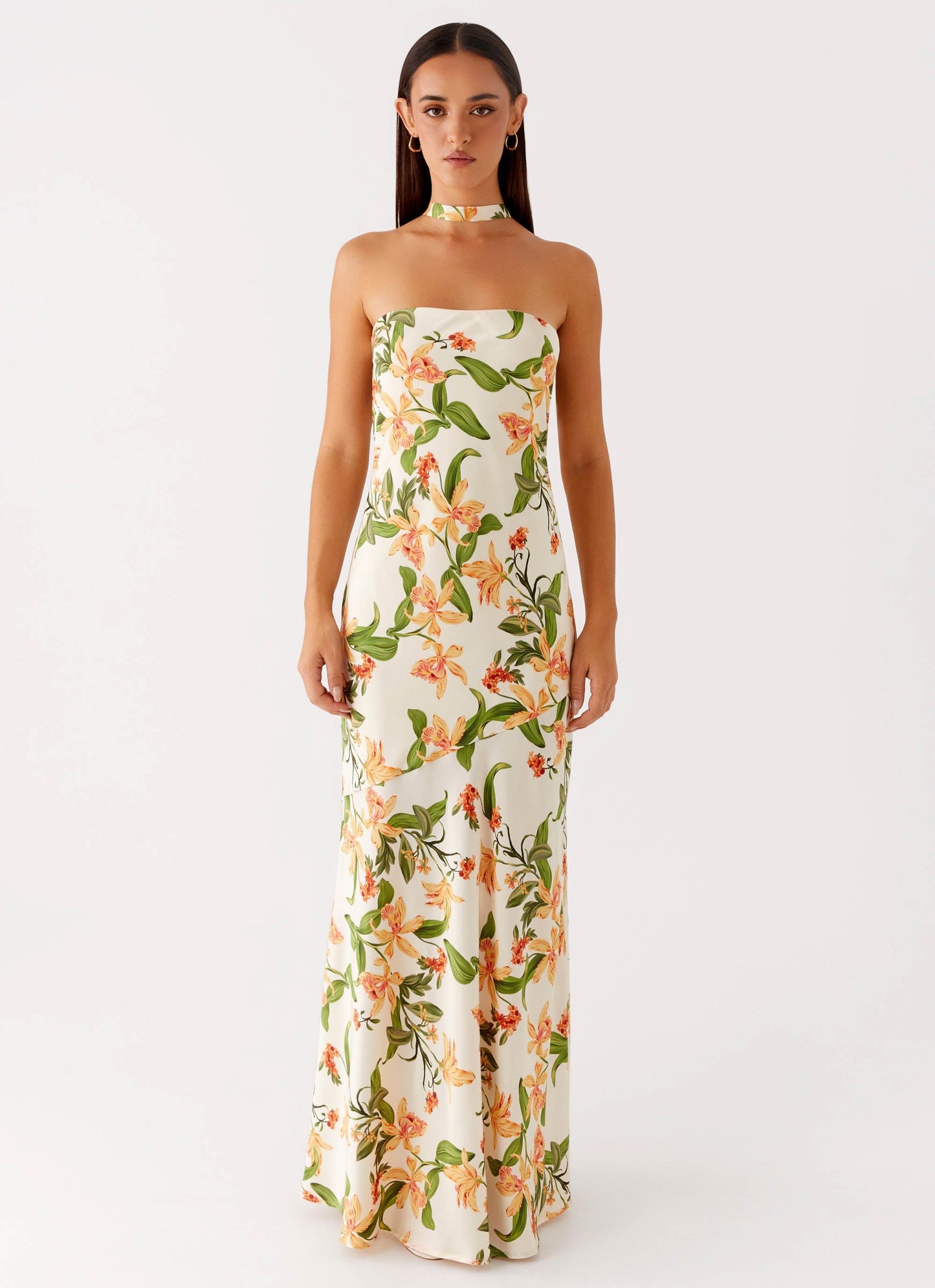 Damali Satin Maxi Dress - Floral Print
