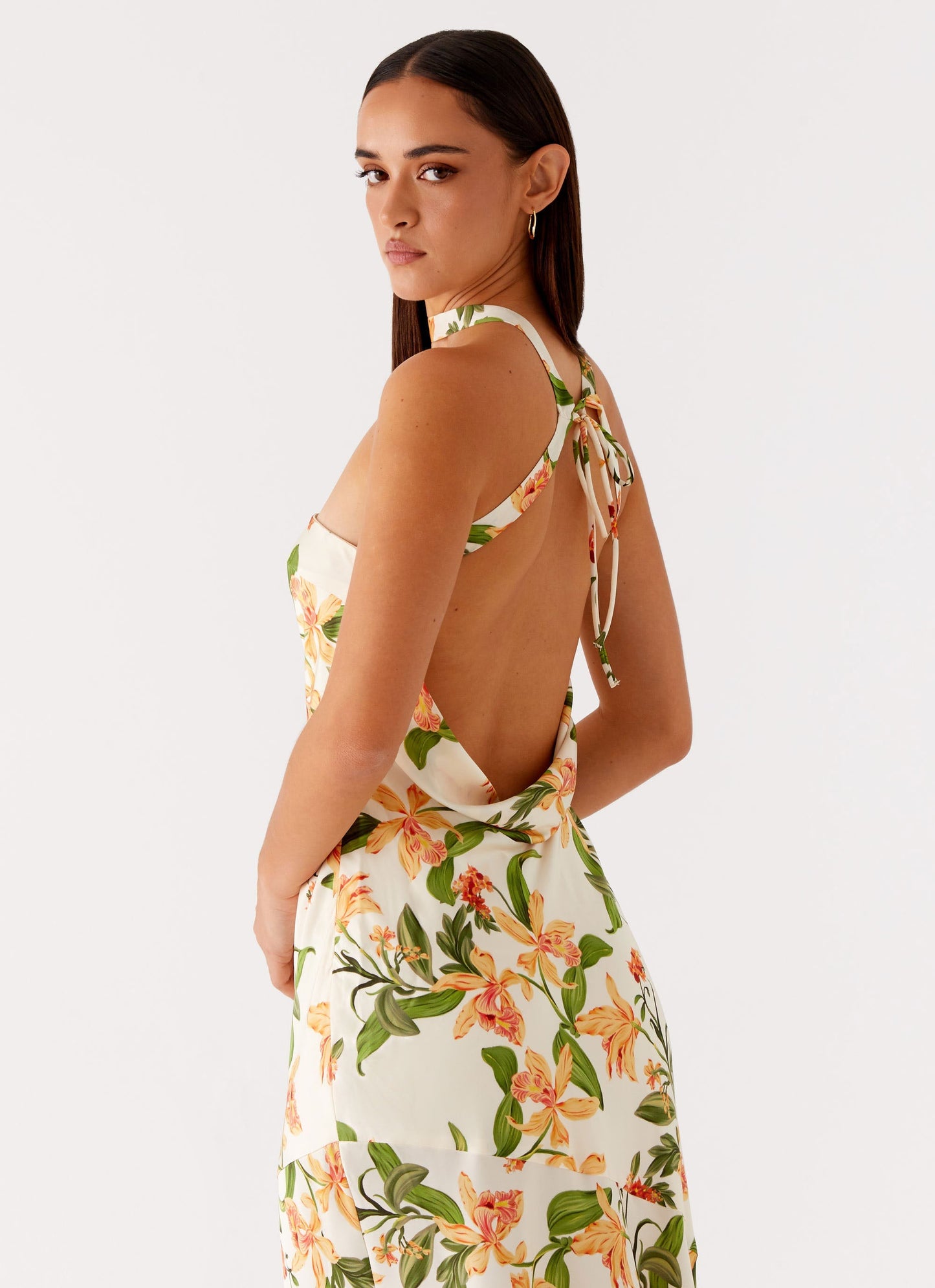 Damali Satin Maxi Dress - Floral Print