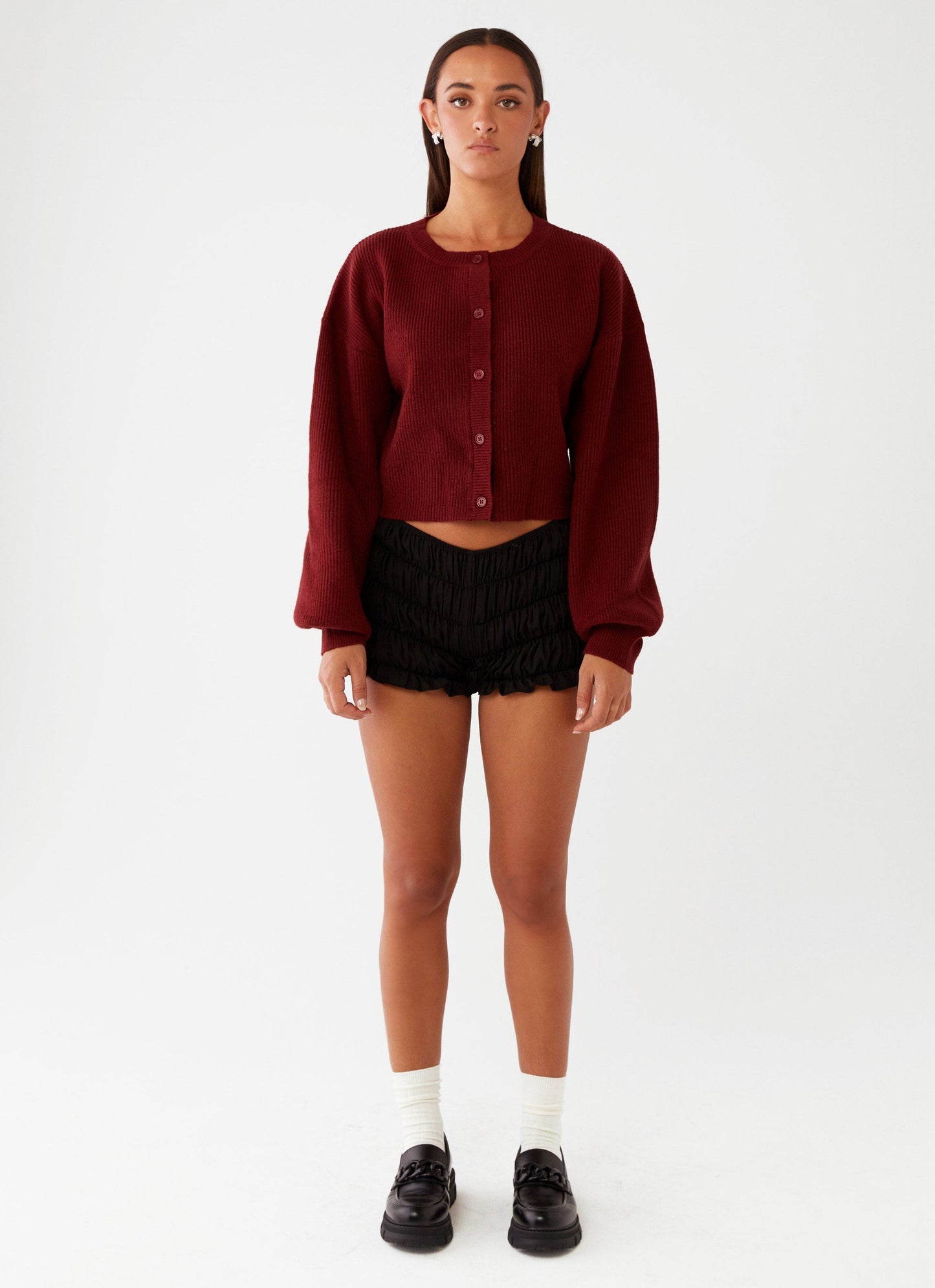 Daphne Knit Cardigan - Maroon