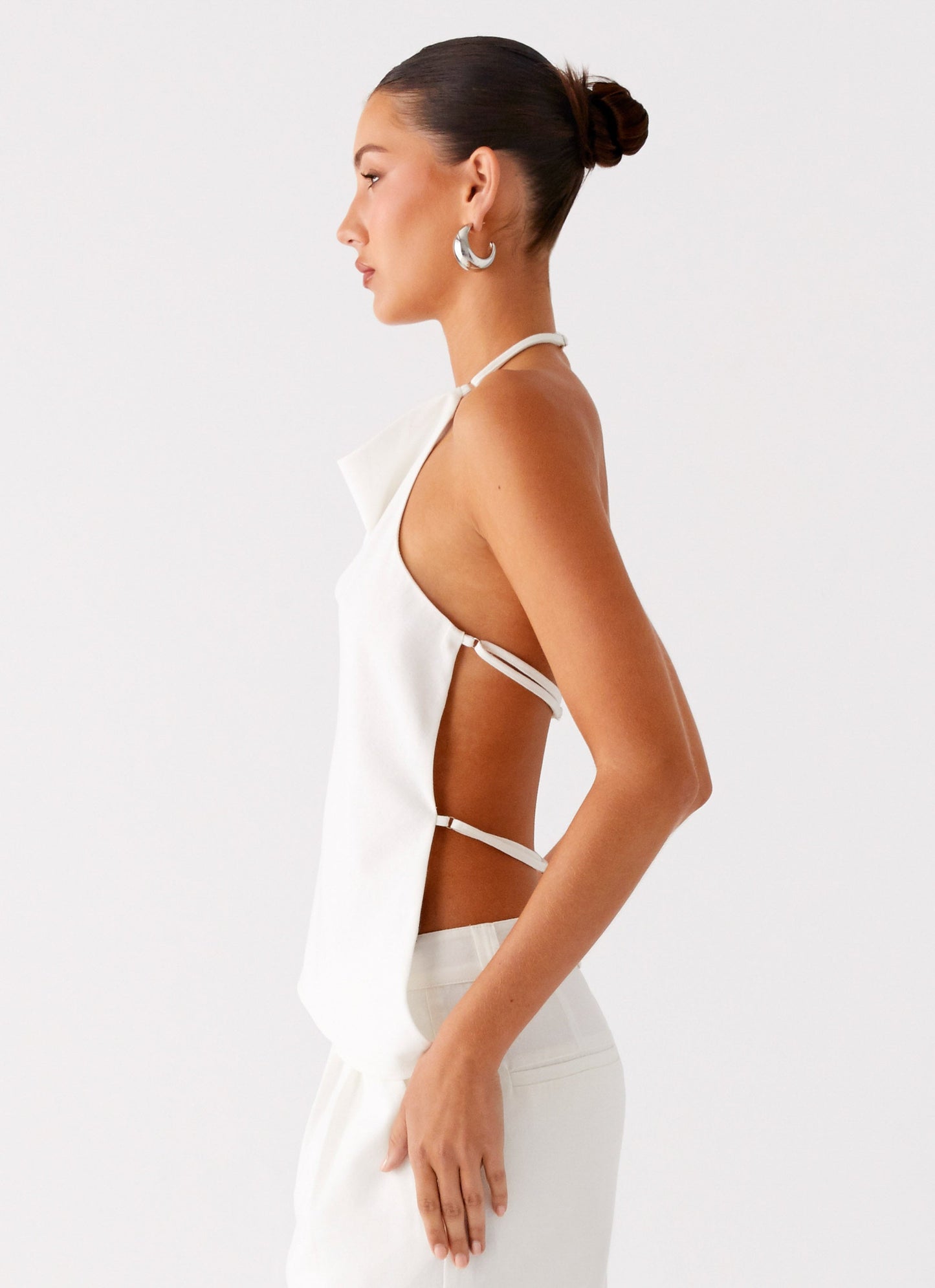 Delong Backless Linen Top - White