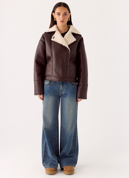 Demine Double Faced Short Coat - Chocolate
