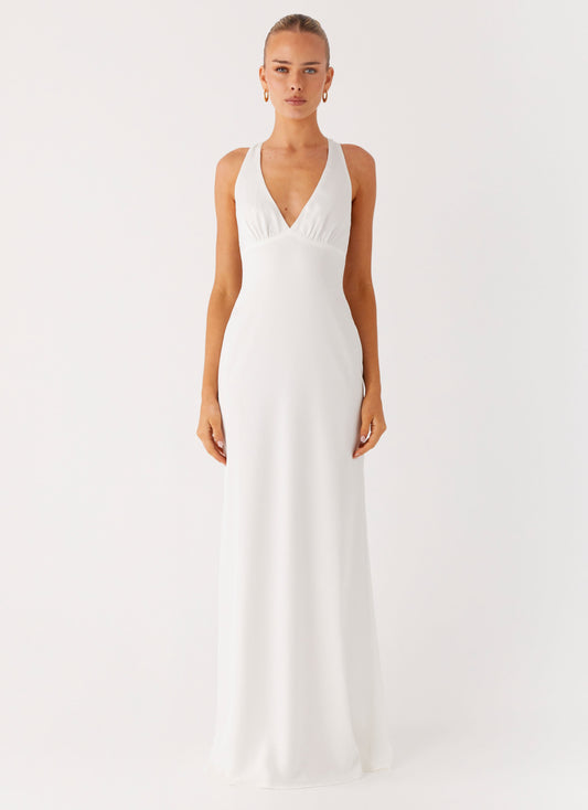Desi Halterneck Maxi Dress - White