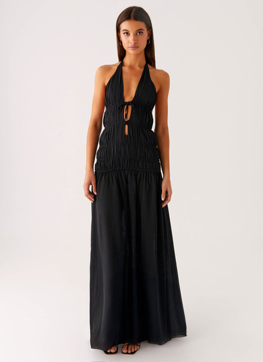 Dione Halter Maxi Dress - Black