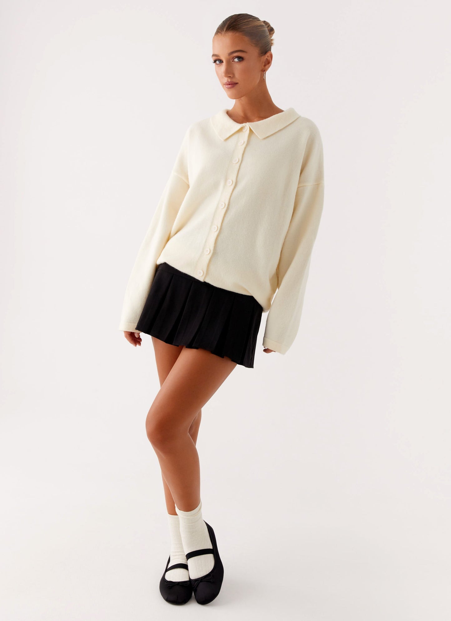 Dorian Button Knit Sweater - Ivory