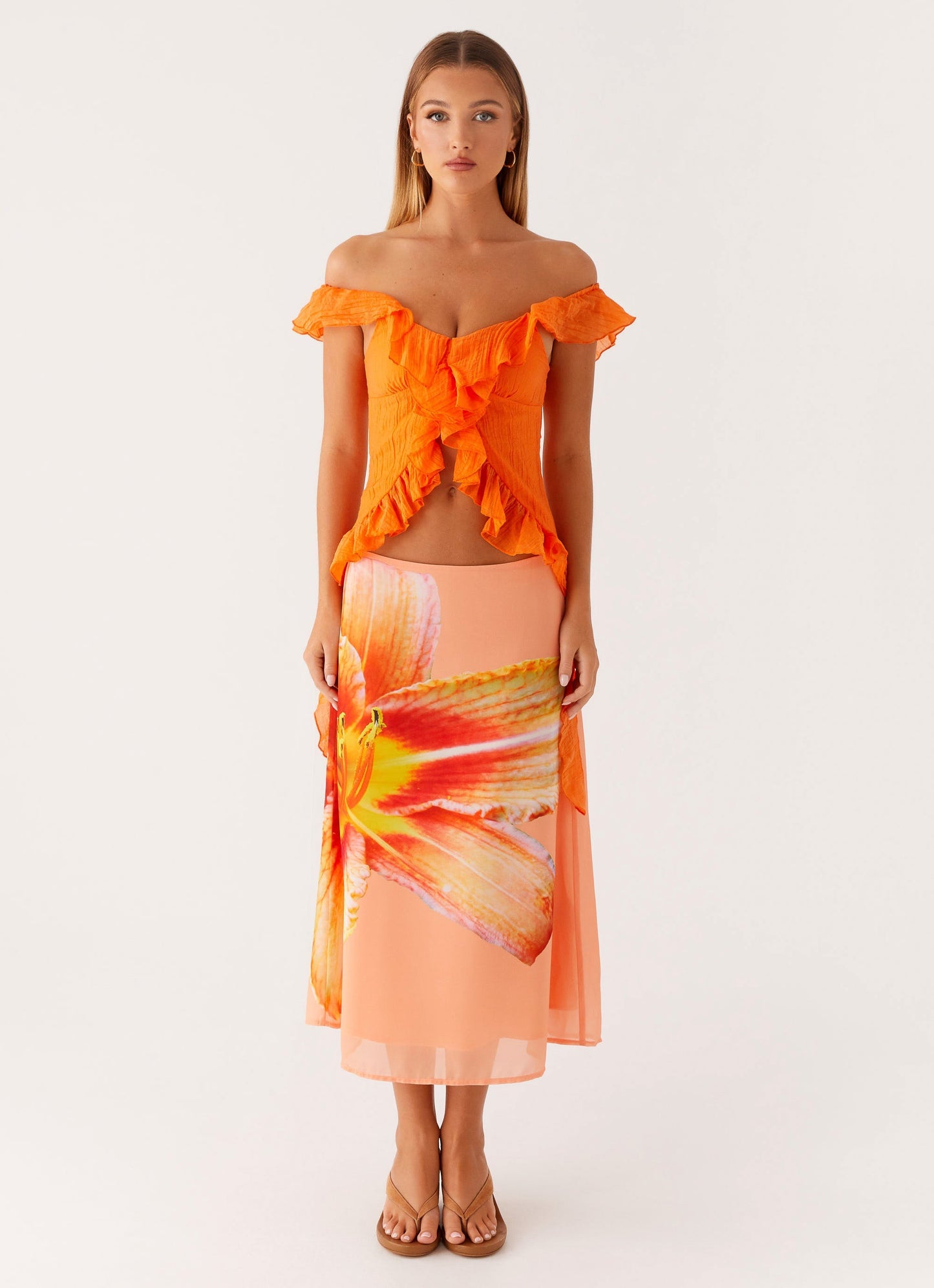 Dylan Off Shoulder Top - Orange