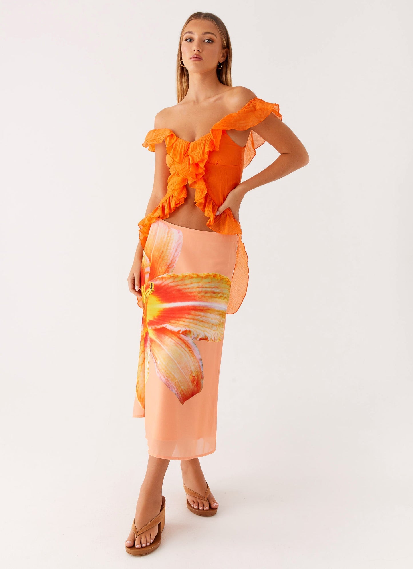 Dylan Off Shoulder Top - Orange