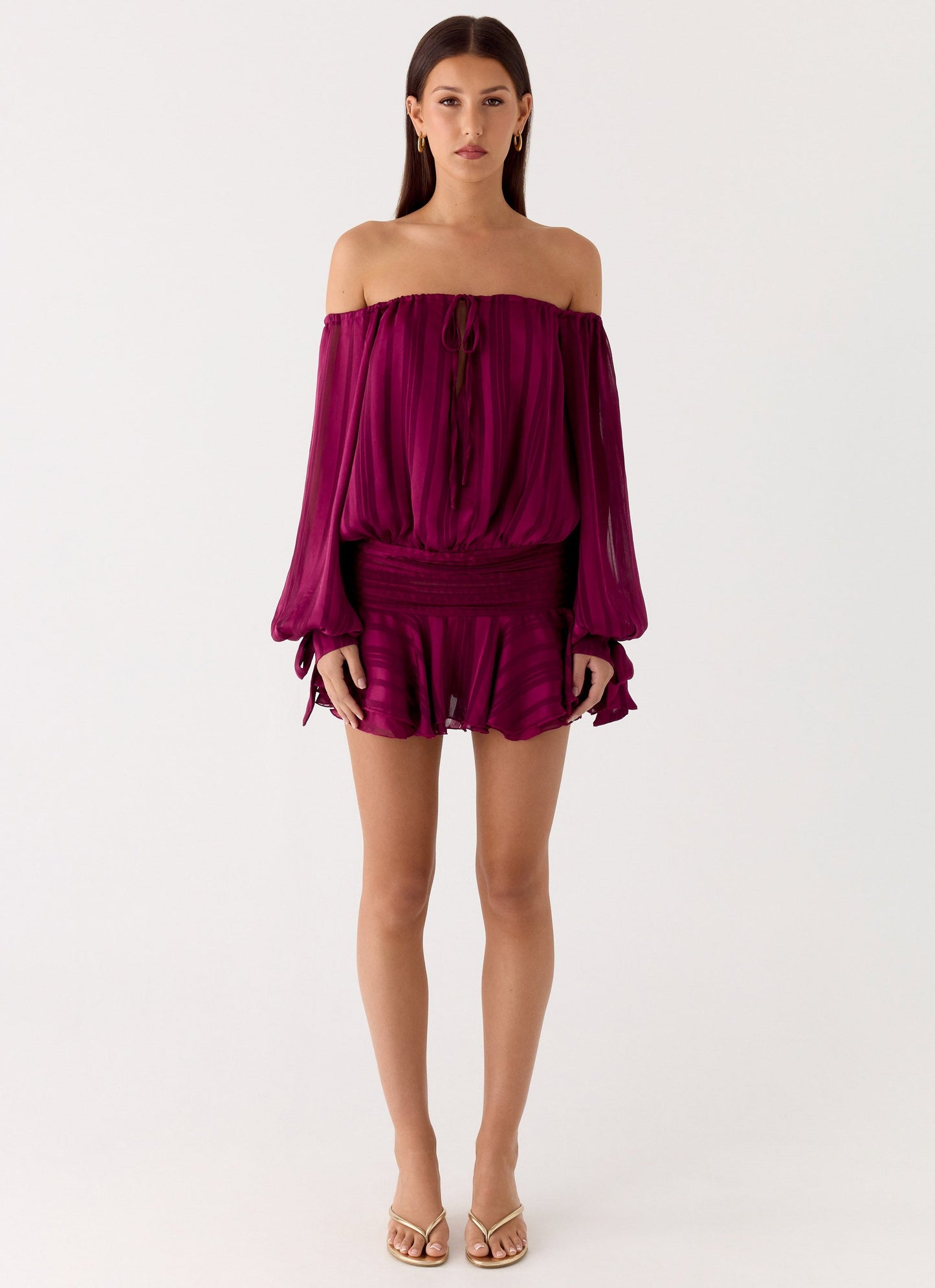 Eira Balloon Sleeve Mini Dress - Plum