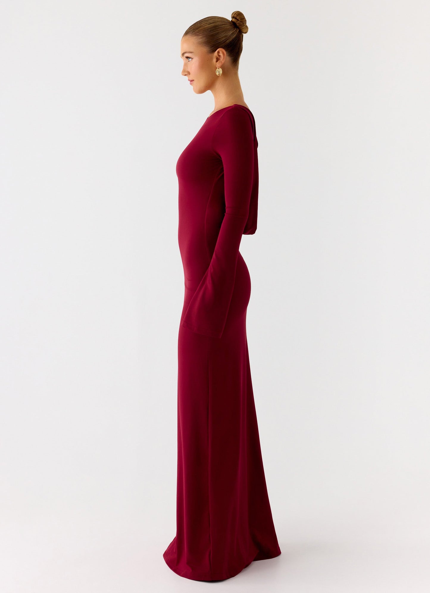 Elmont Long Sleeve Maxi Dress - Dark Cherry